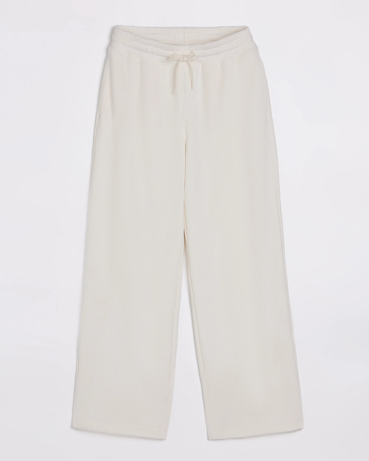 The Soft Luxe Velour Rib Wide-Leg Pant - Sugar Swizzle Cream