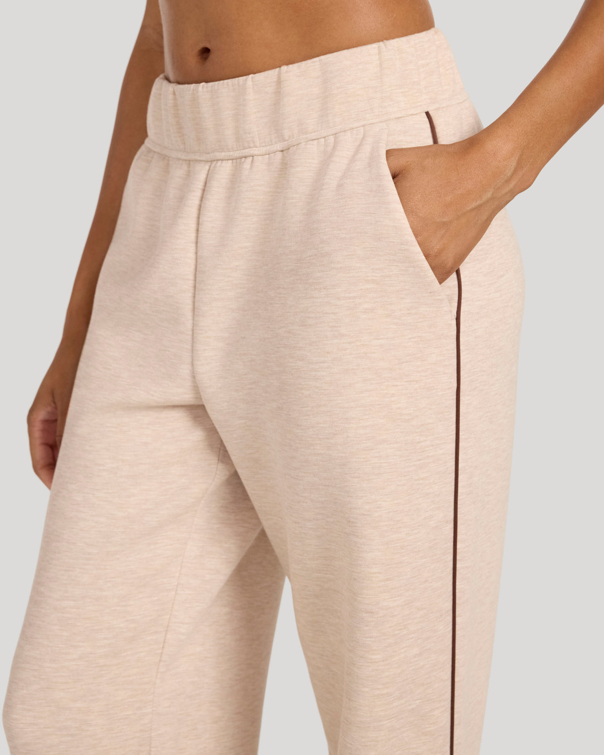 The Soft Luxe Brushed Double Knit Wide-Leg Pant - Taupe Marl