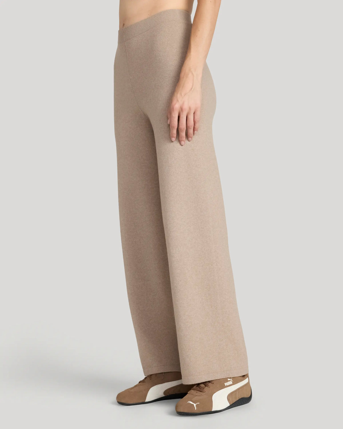 The Soft Luxe Sweaterknit Relaxed Leg Pant - Heather Oatmeal