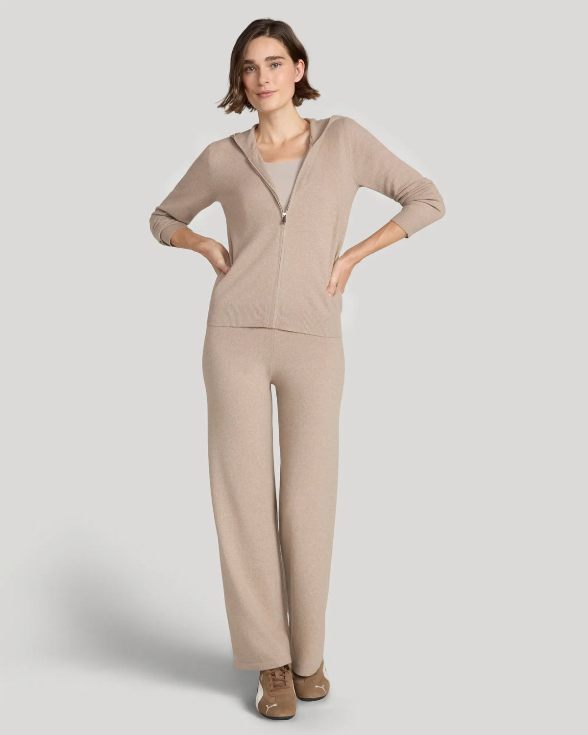 The Soft Luxe Sweaterknit Relaxed Leg Pant - Heather Oatmeal