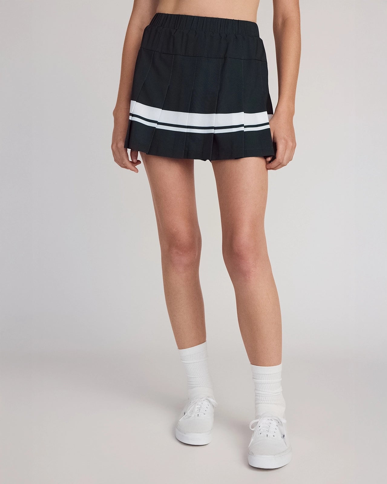 The Built-In Liner GRS Certified Recycled Polyester Varsity Stripe Skort - Pine Grove/White