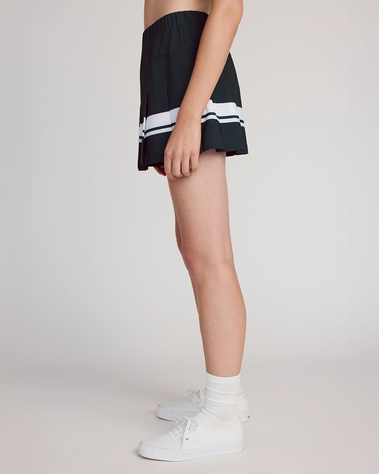 The Built-In Liner GRS Certified Recycled Polyester Varsity Stripe Skort - Pine Grove/White