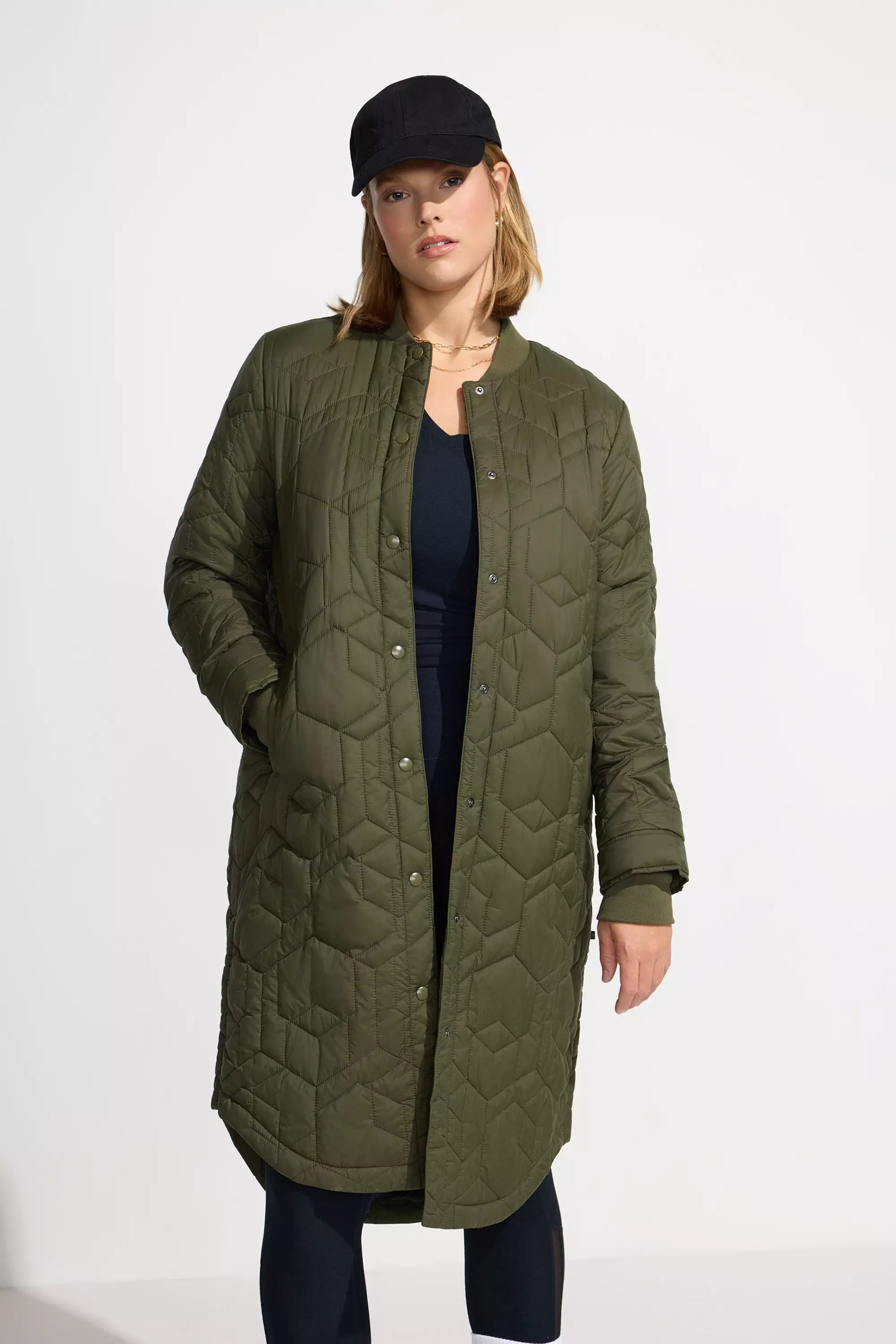 Long quilted jacket womens best sale