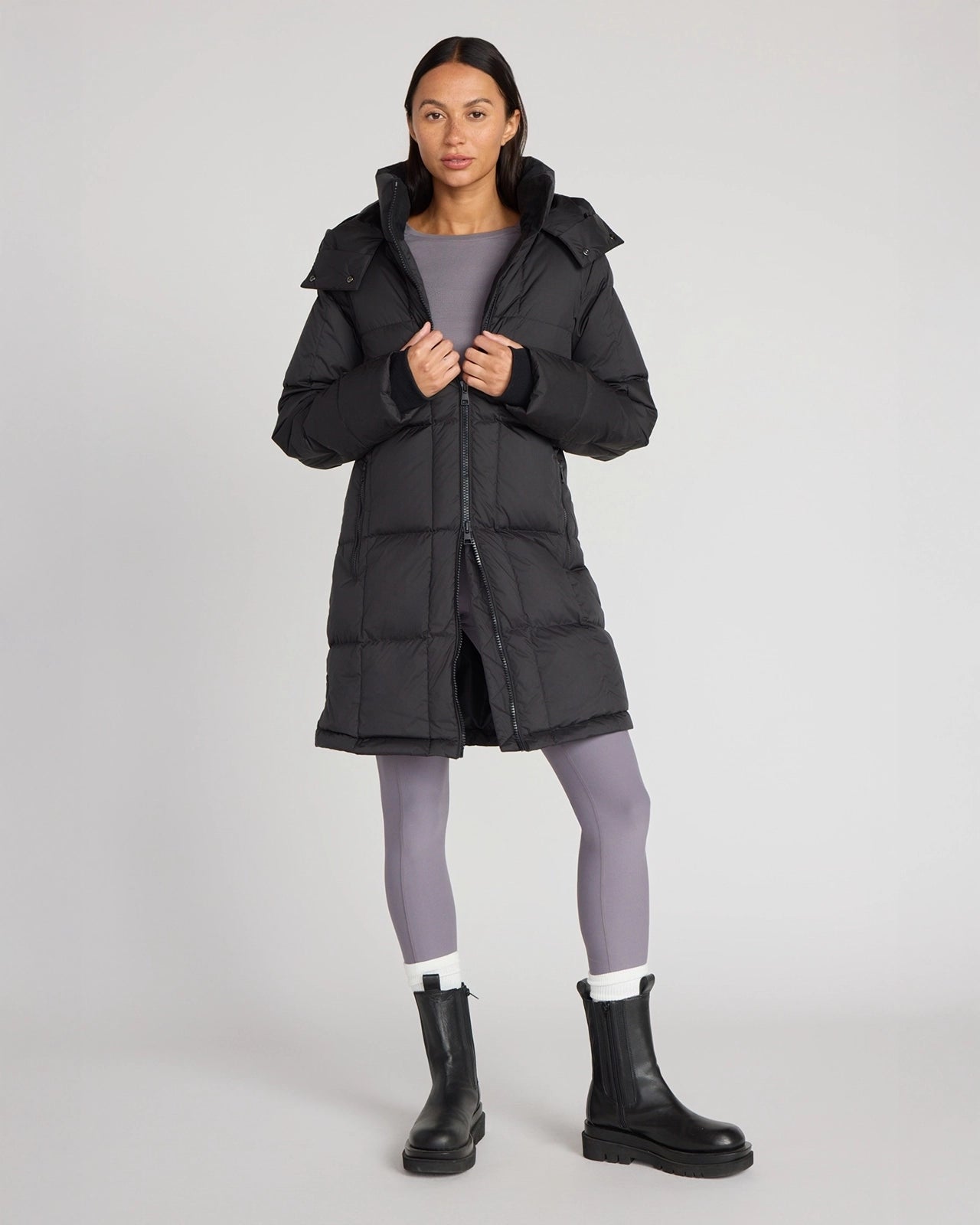 The RDS 700 Fill Power GRS Certified Recycled Poly Square-Quilted  Parka - Black