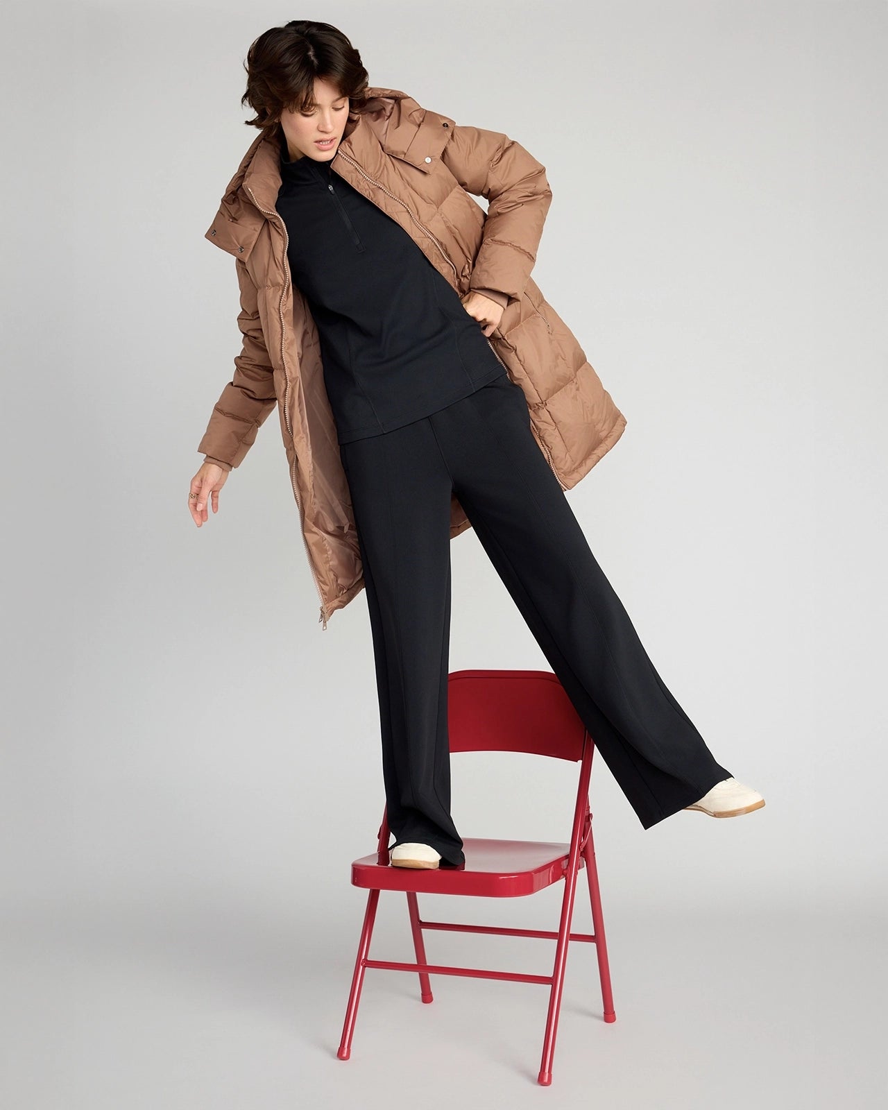 The RDS 700 Fill Power GRS Certified Recycled Poly Square-Quilted  Parka - Light Brown