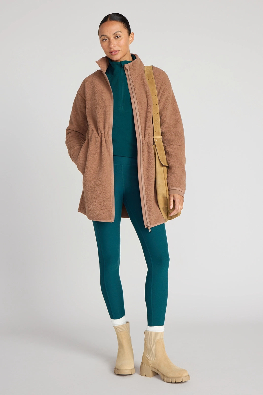 The Berber Soft Luxe Recylar Poly Longline Jacket - Chocolate Malt