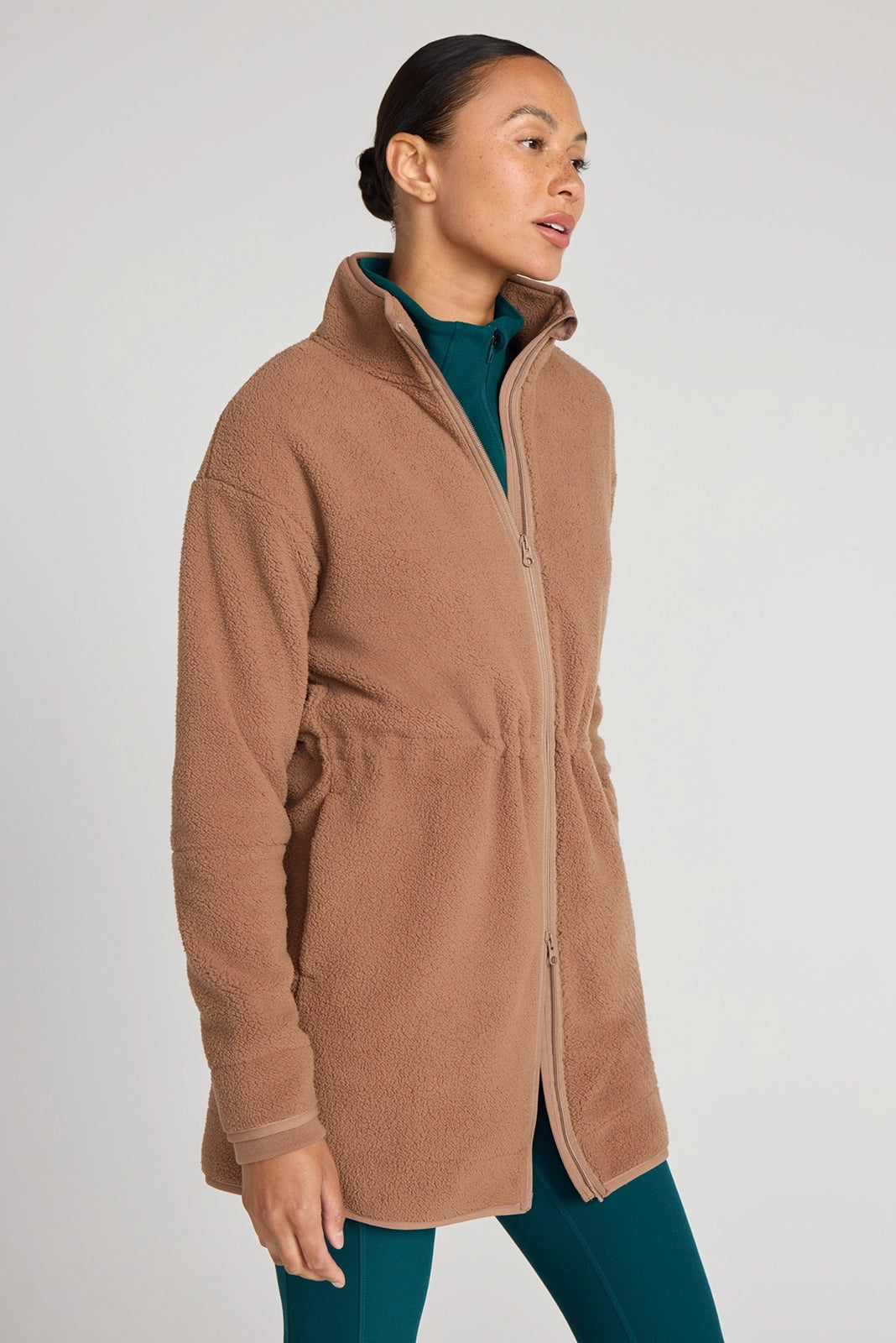 The Berber Soft Luxe Recylar Poly Longline Jacket - Chocolate Malt