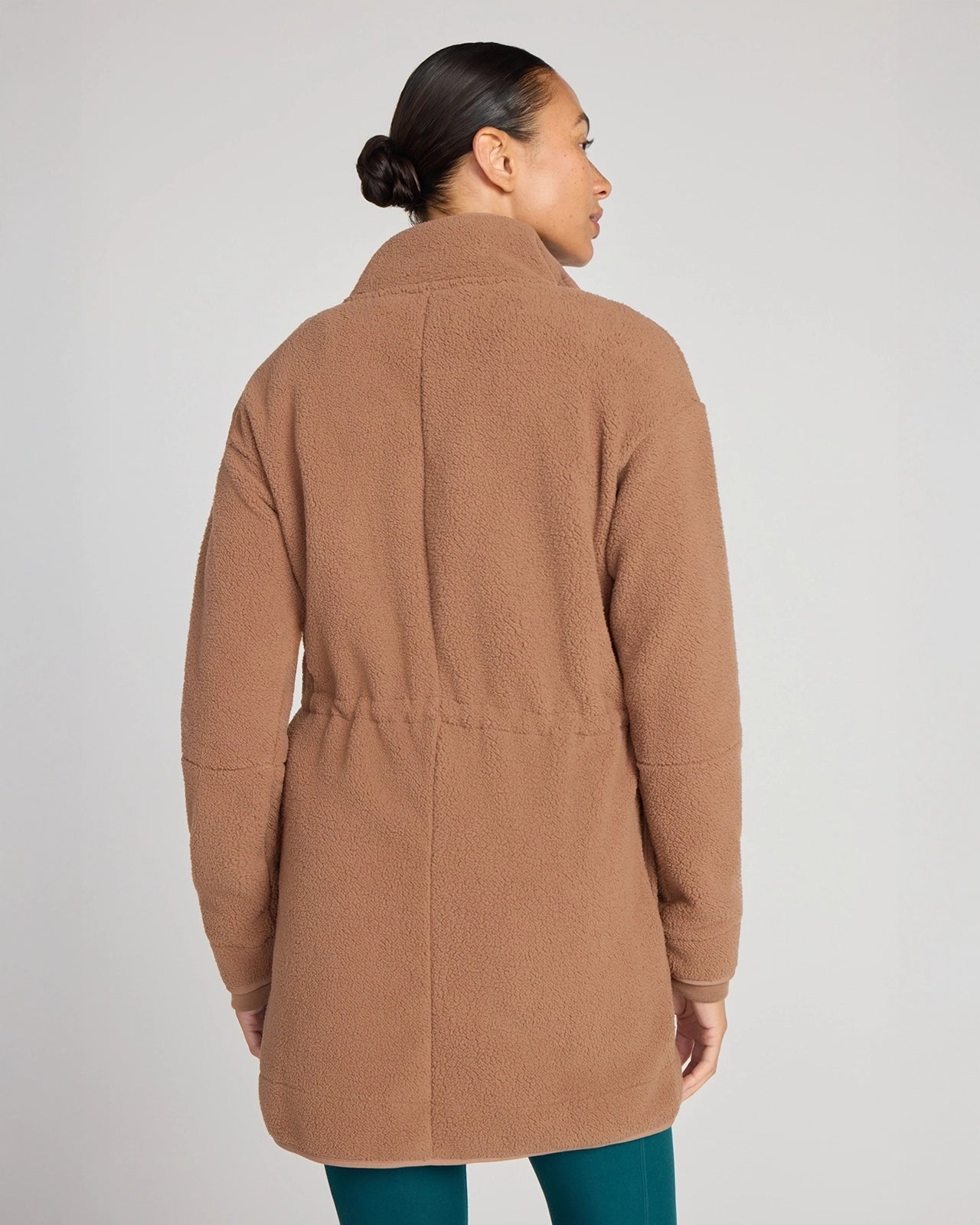 The Berber Soft Luxe GRS Certified Recycled Poly Longline Jacket - Chocolate Malt