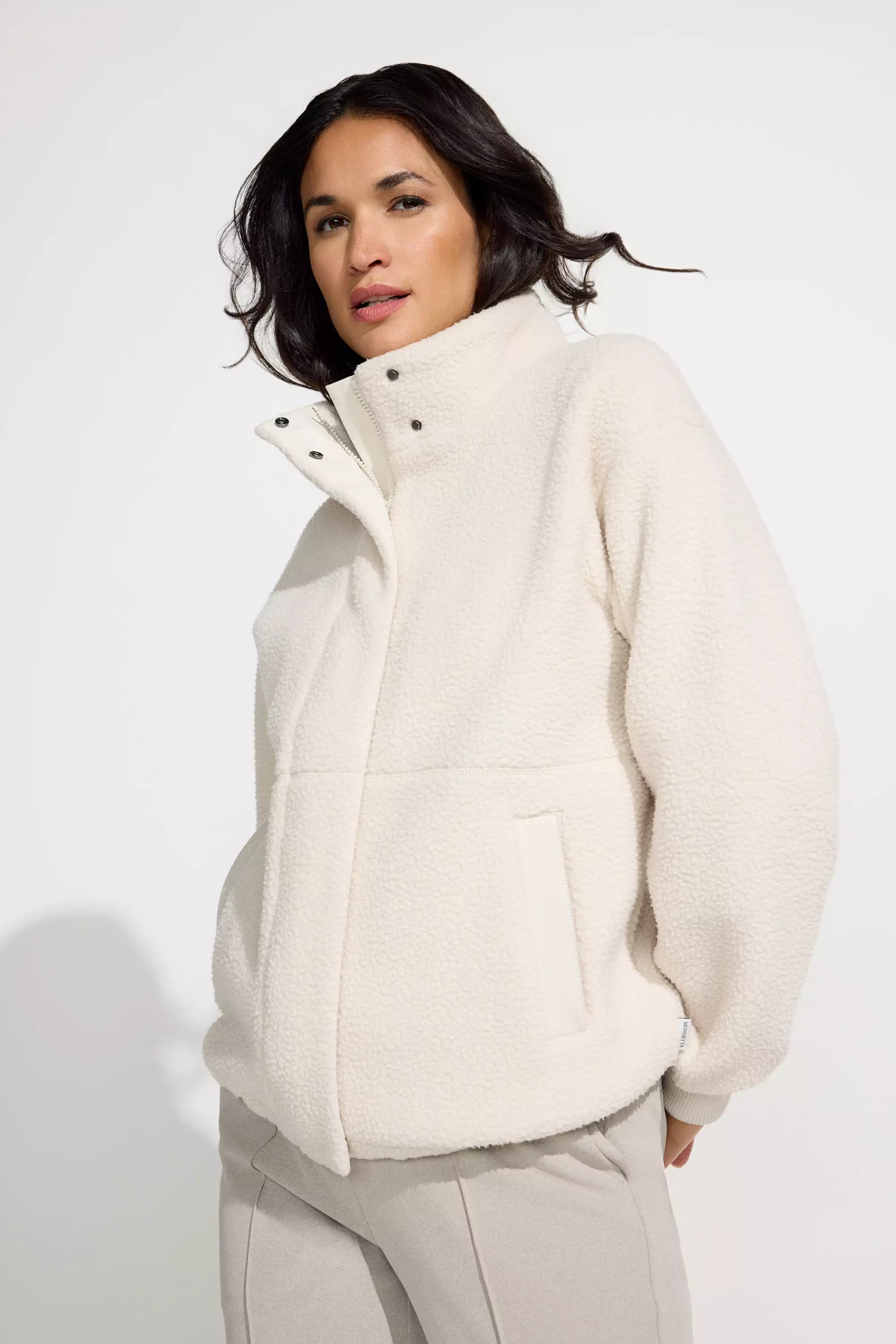 Cropped Fleece Jacket - White