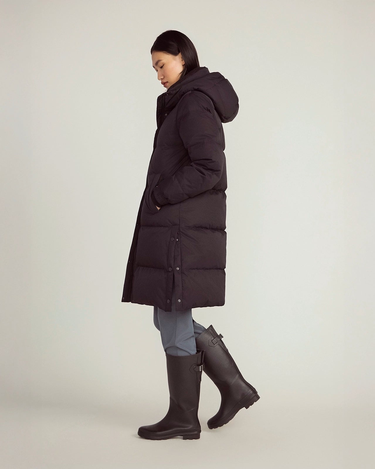 The RDS 700-Fill Power GRS Certified Recycled Polyester Longline Puffer Parka - Black