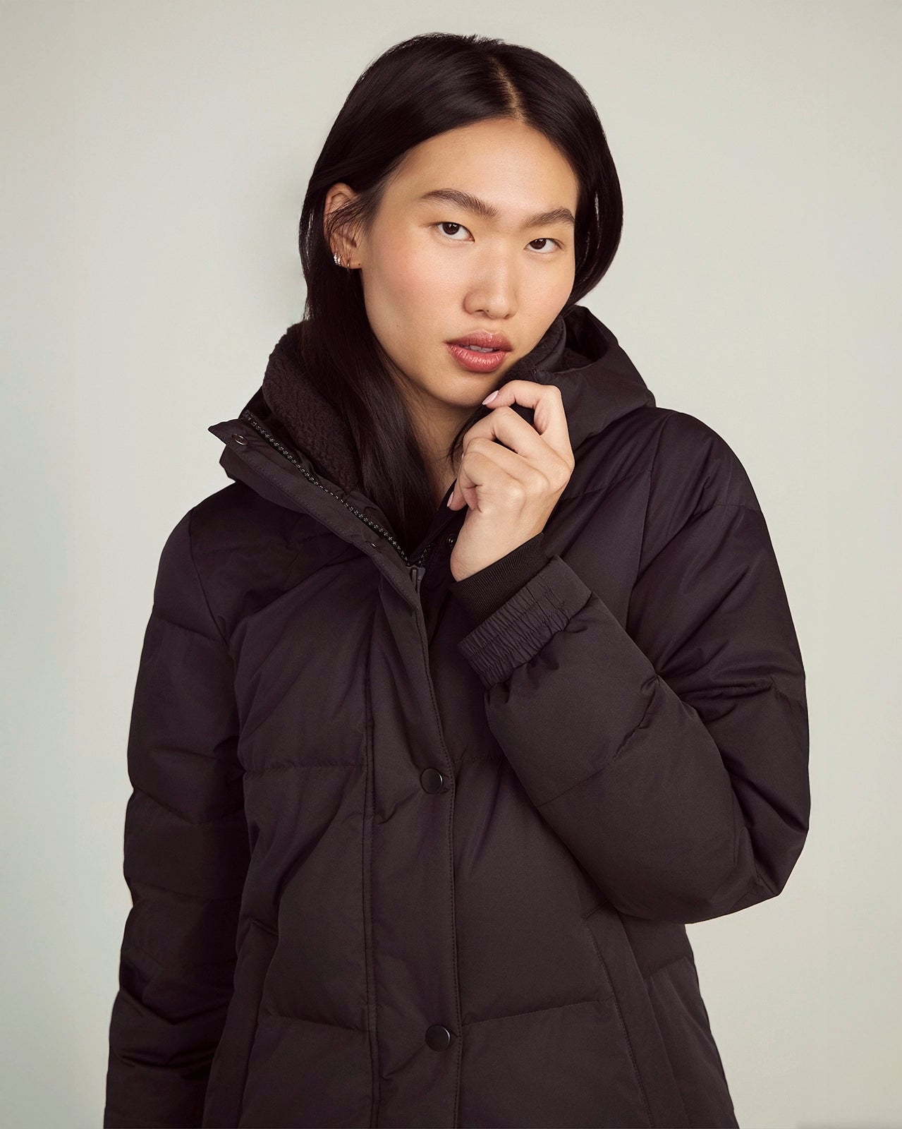 The RDS 700-Fill Power GRS Certified Recycled Polyester Longline Puffer Parka - Black