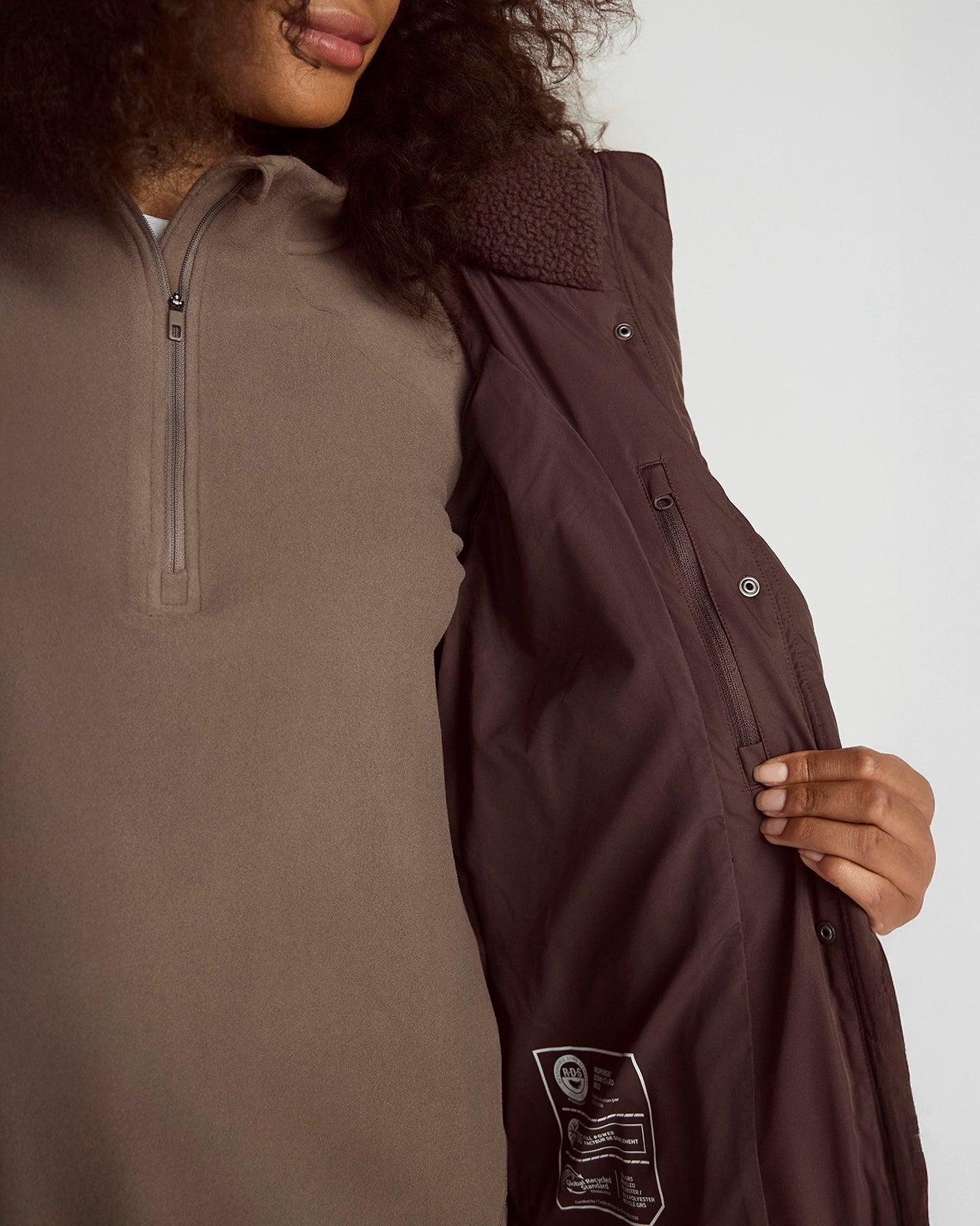 The RDS 700-Fill Power GRS Certified Recycled Polyester Longline Puffer Parka - Brown