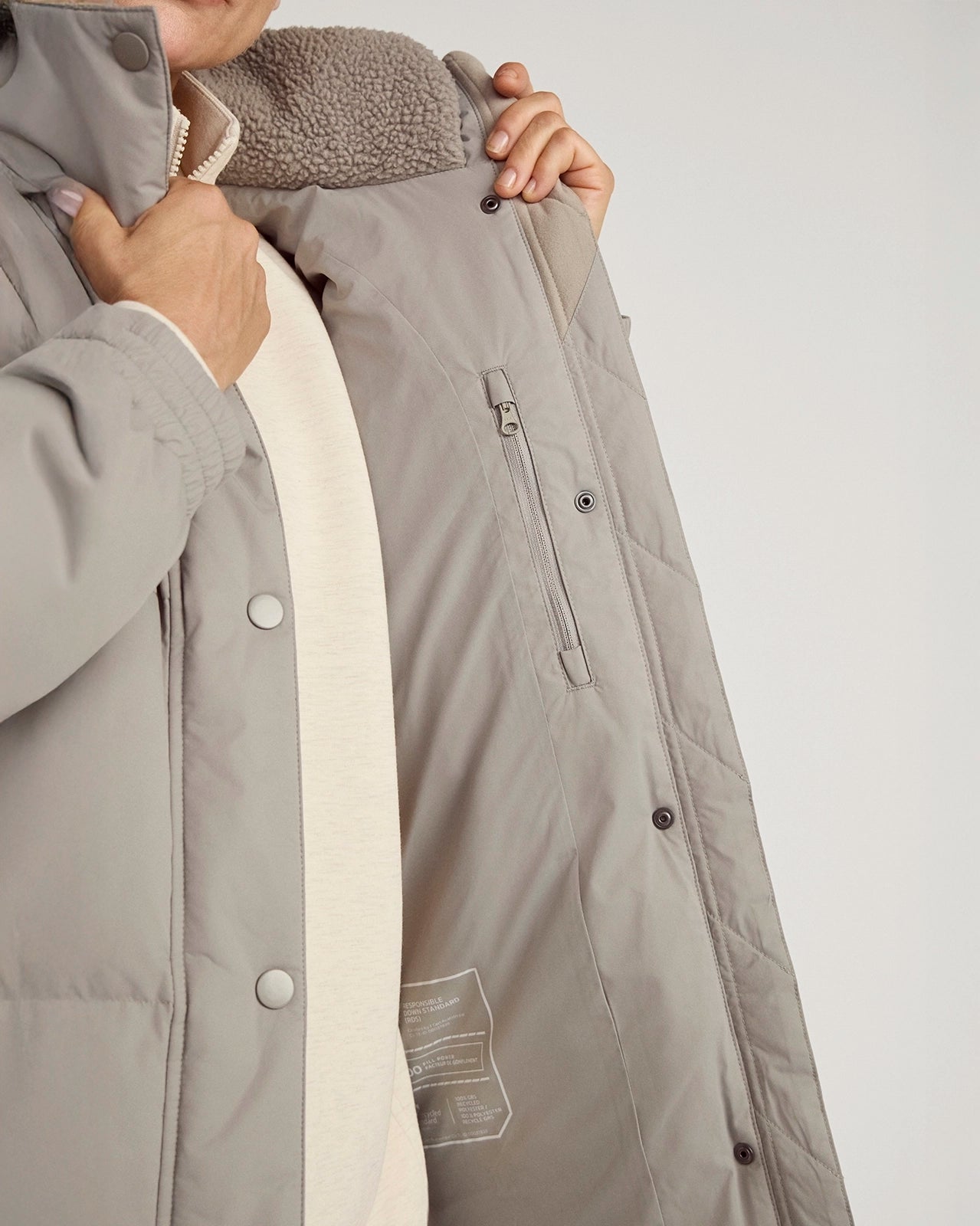 The RDS 700-Fill Power GRS Certified Recycled Polyester Longline Puffer Parka - Mushroom
