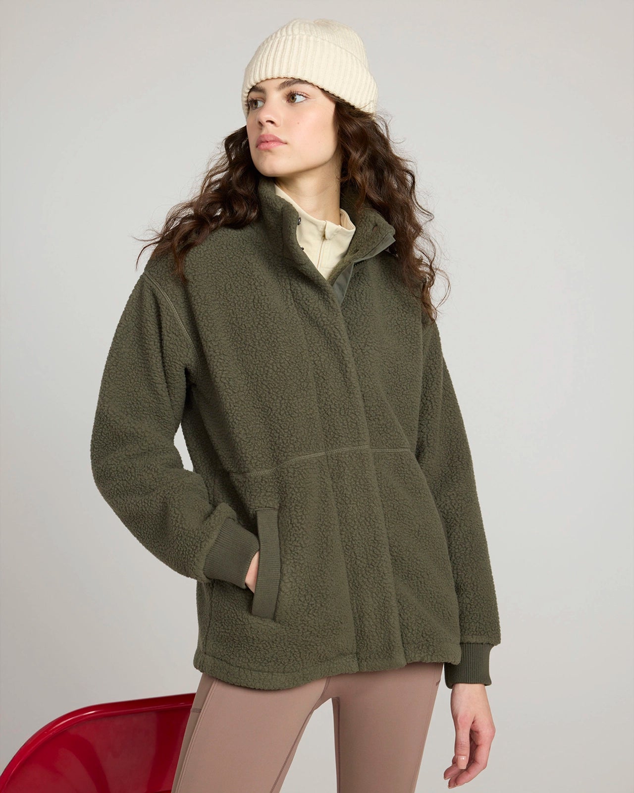 The Soft Sherpa and Crinkle Trim GRS Certified Recycled Poly Fleece Jacket