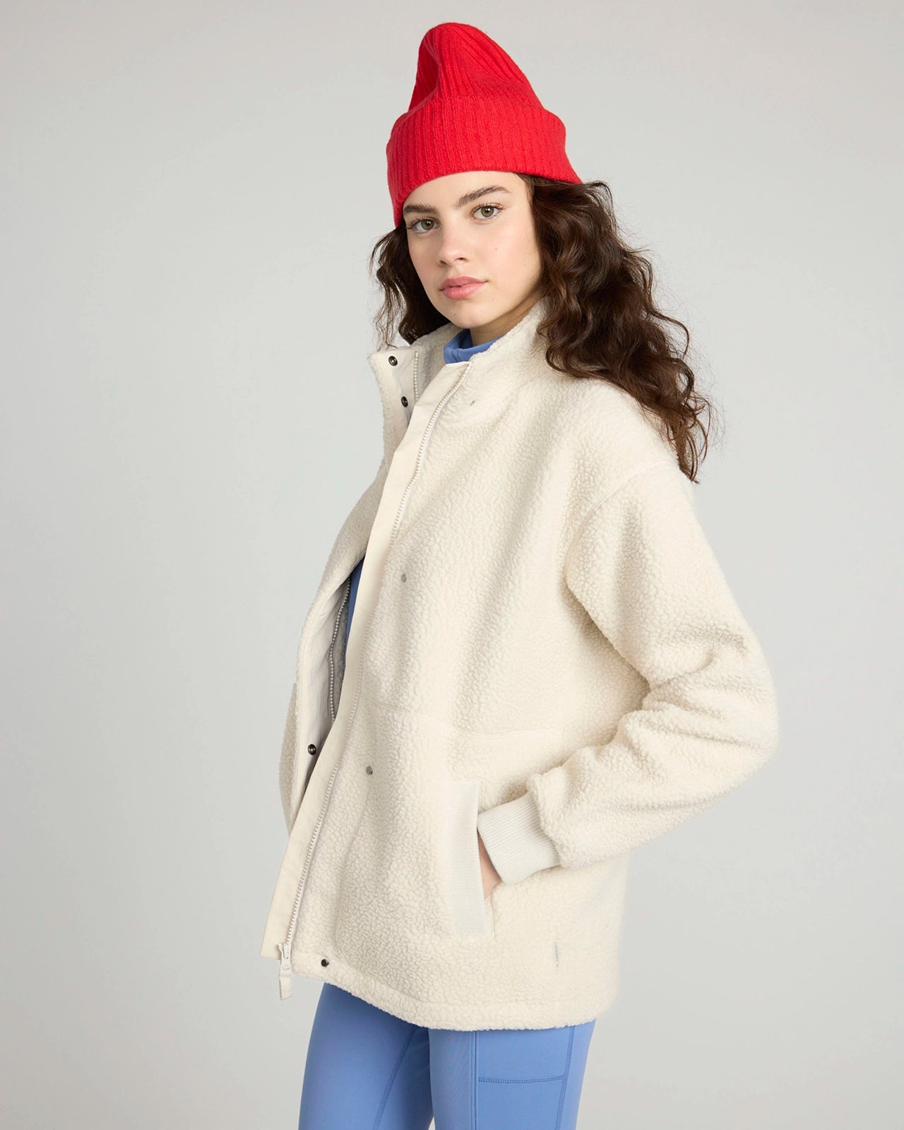The Soft Sherpa and Crinkle Trim GRS Certified Recycled Poly Fleece Jacket