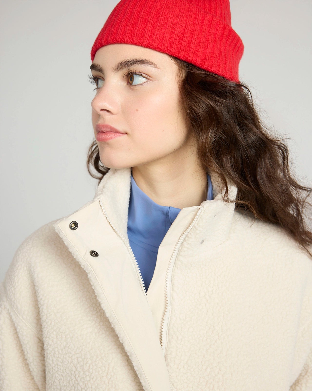 The Soft Sherpa and Crinkle Trim GRS Certified Recycled Poly Fleece Jacket