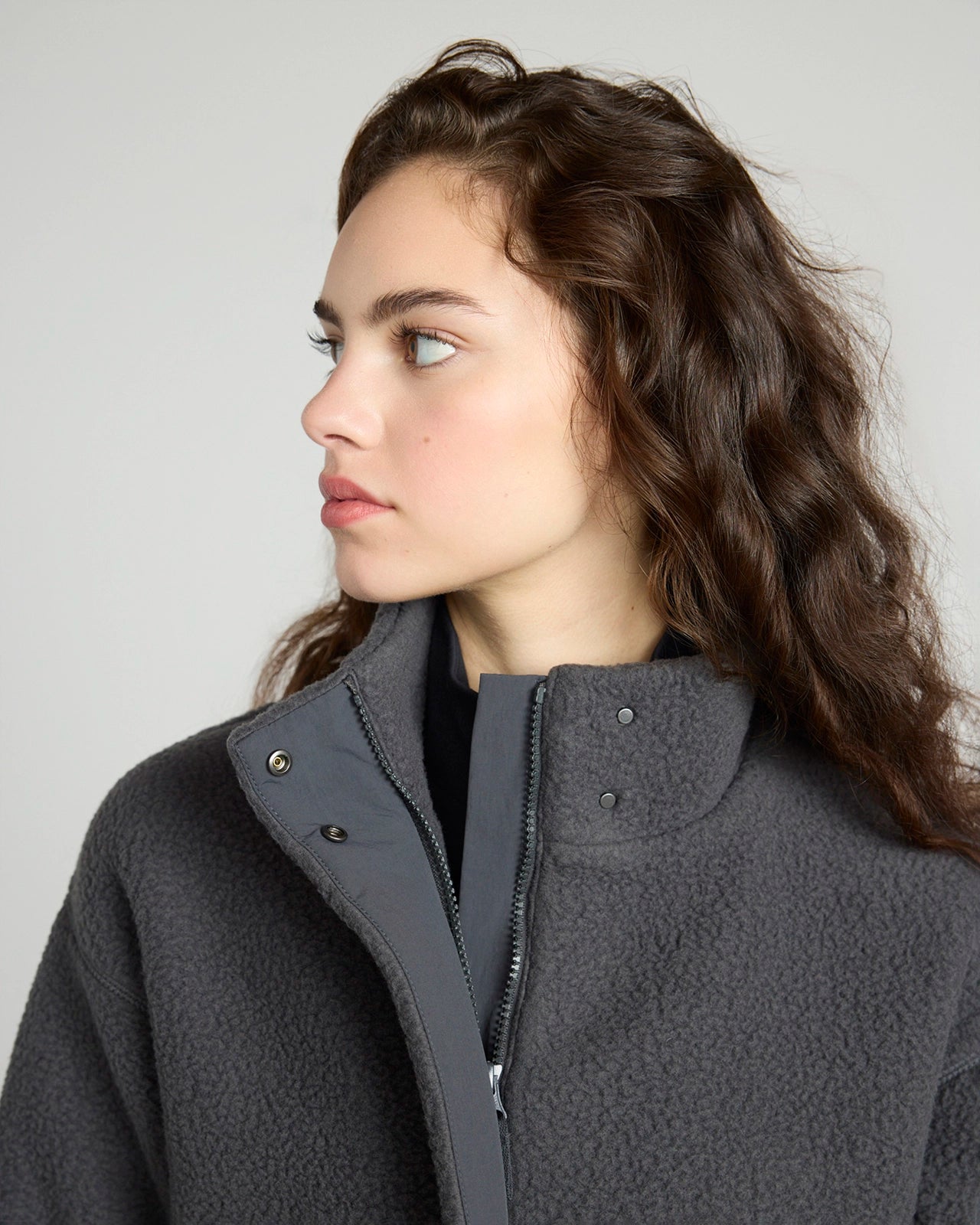 The Soft Sherpa and Crinkle Trim GRS Certified Recycled Poly Fleece Jacket