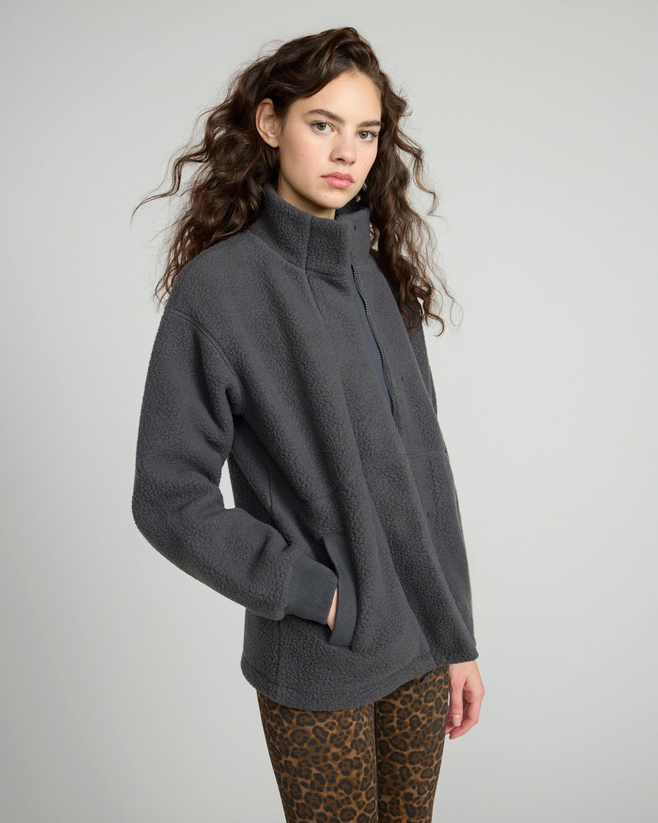 The Soft Sherpa and Crinkle Trim GRS Certified Recycled Poly Fleece Jacket