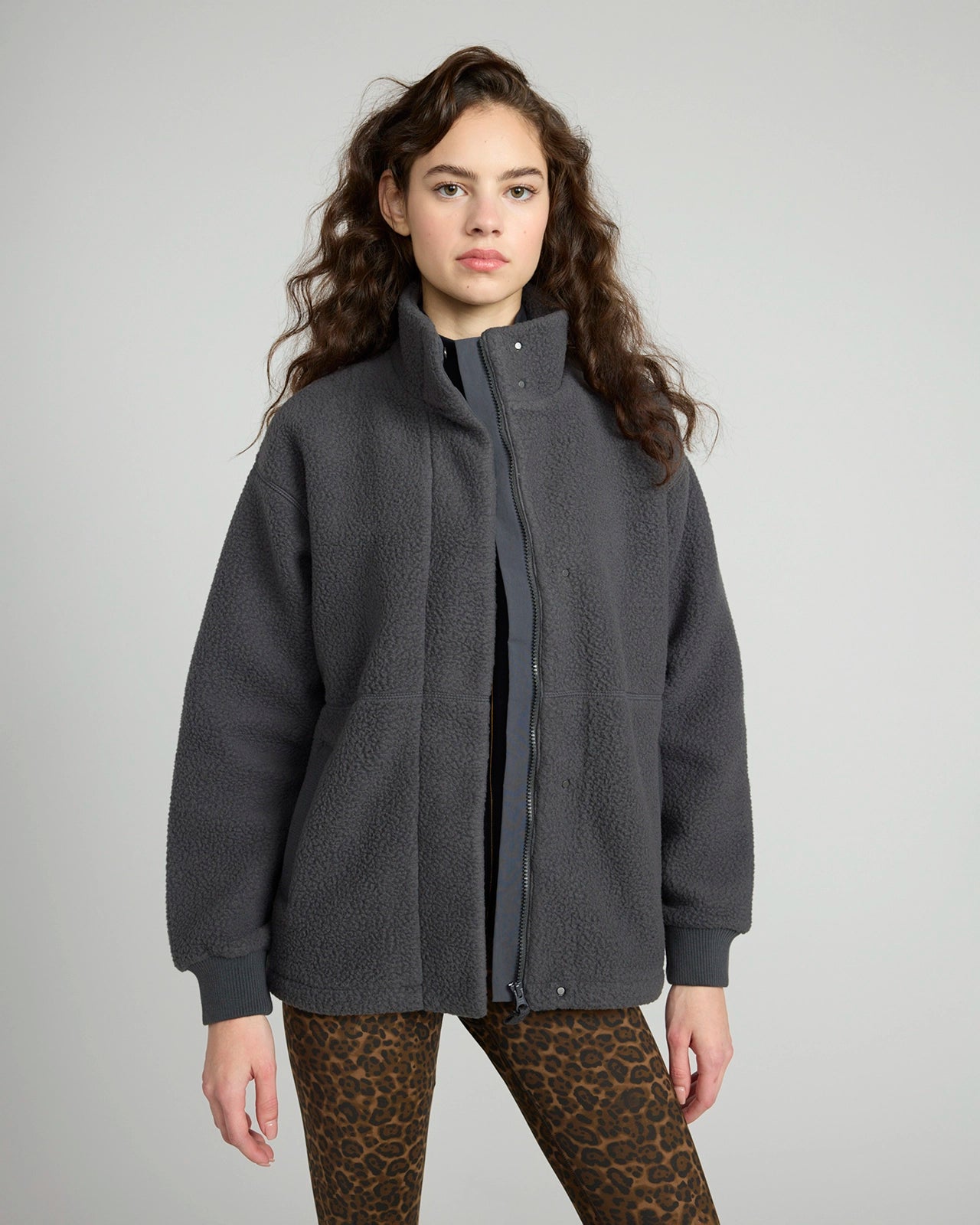 The Soft Sherpa and Crinkle Trim GRS Certified Recycled Poly Fleece Jacket