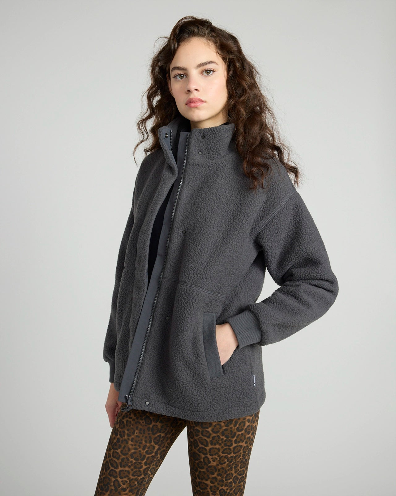 The Soft Sherpa and Crinkle Trim GRS Certified Recycled Poly Fleece Jacket