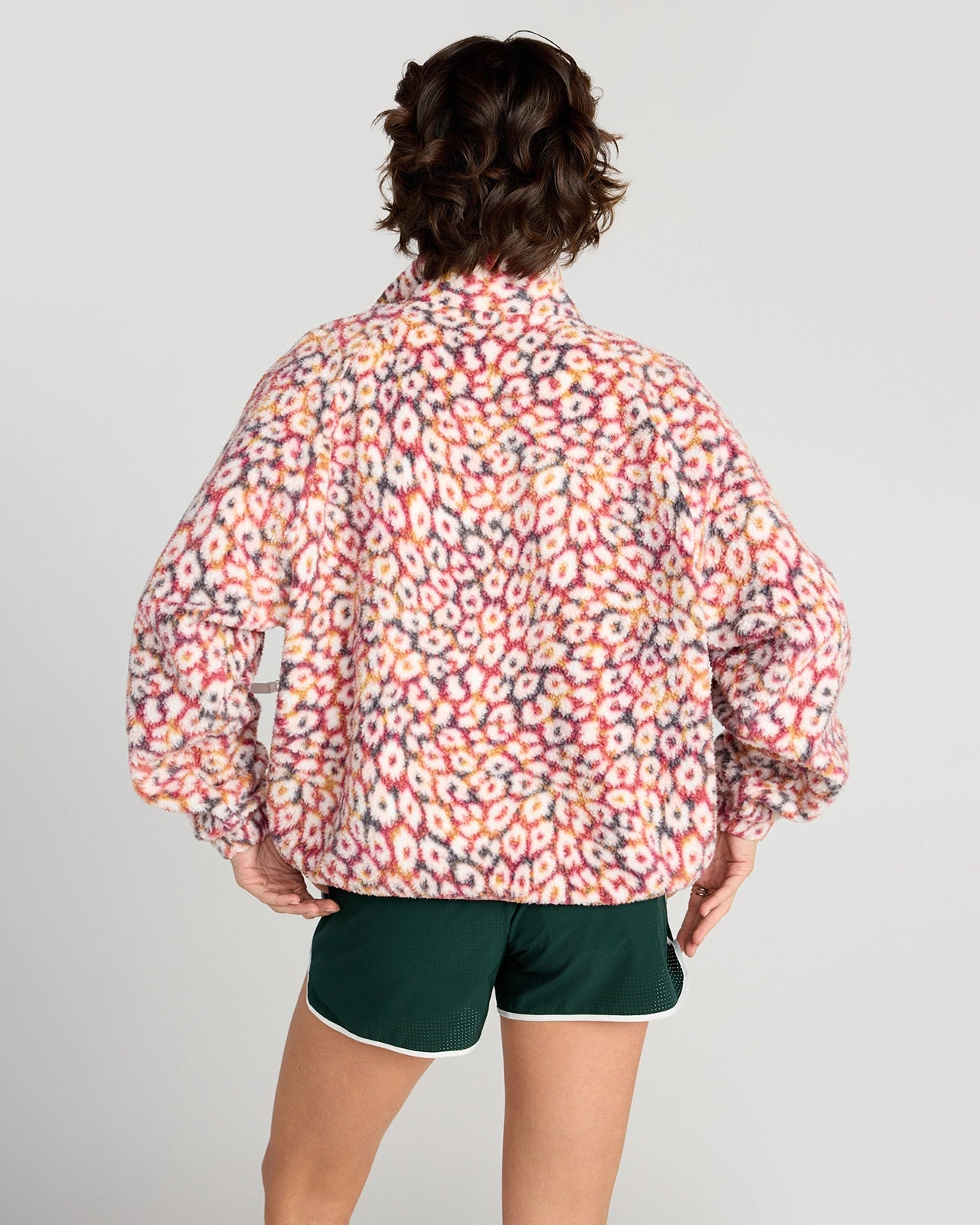 The Berber Soft Luxe GRS Certified Recycled Poly Zip Front Jacket - Marble Leopard Print