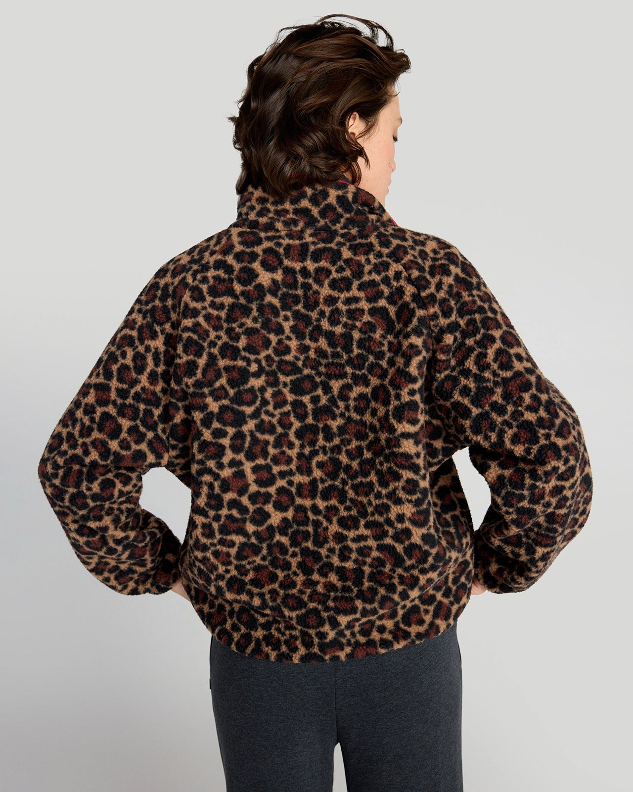 The Berber Soft Luxe GRS Certified Recycled Poly Snap Front Jacket - Leopard Print