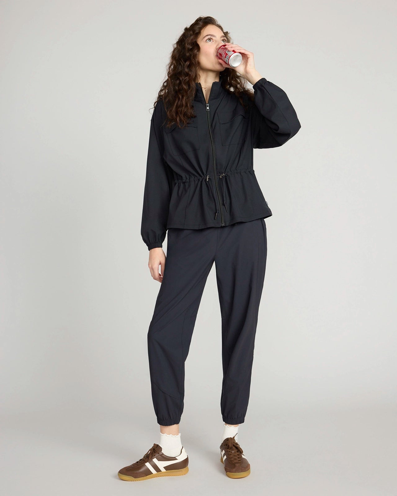 The Travel GRS Certified Recycled Poly Cinched Waist Jacket - Black