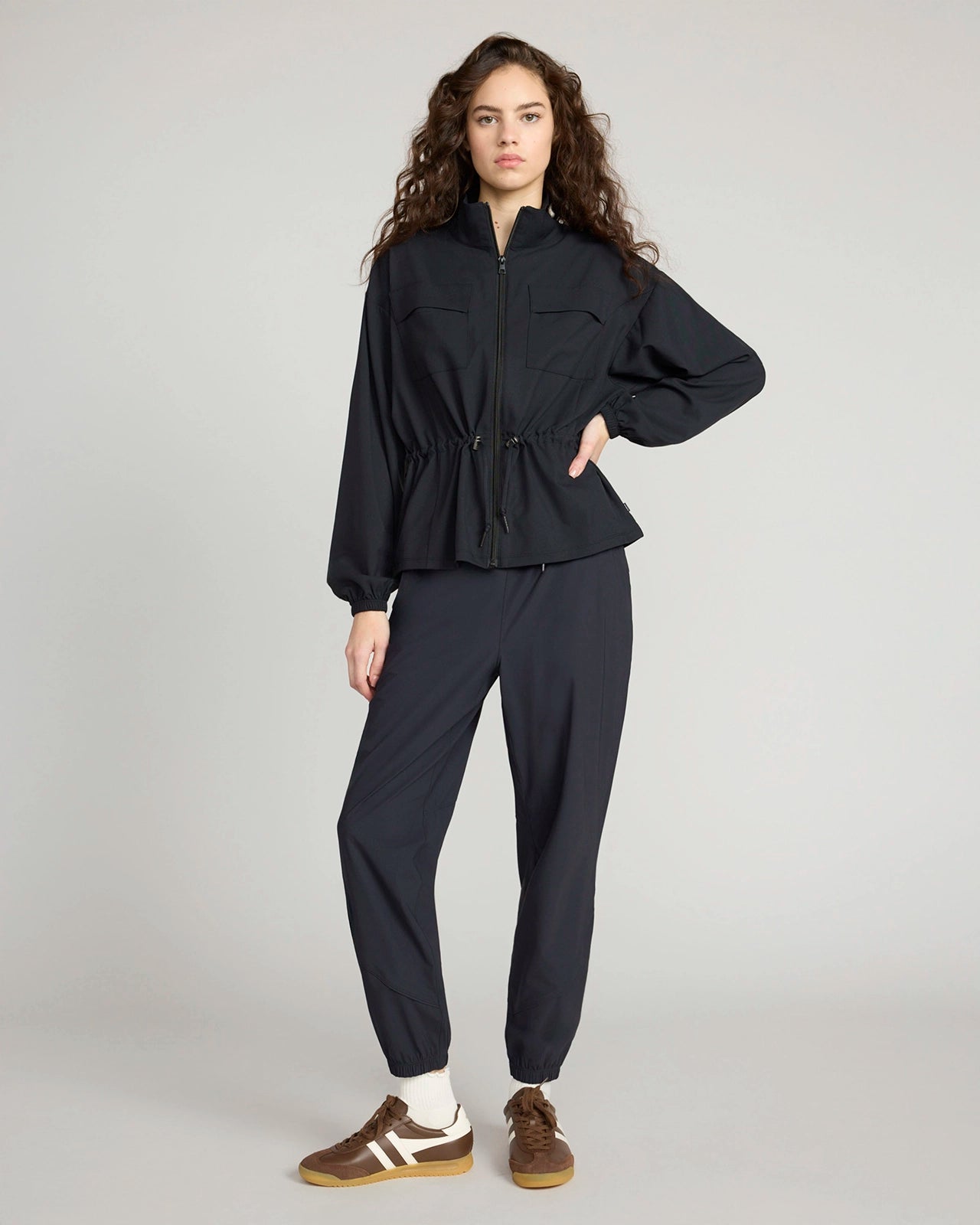 The Travel GRS Certified Recycled Poly Cinched Waist Jacket - Black