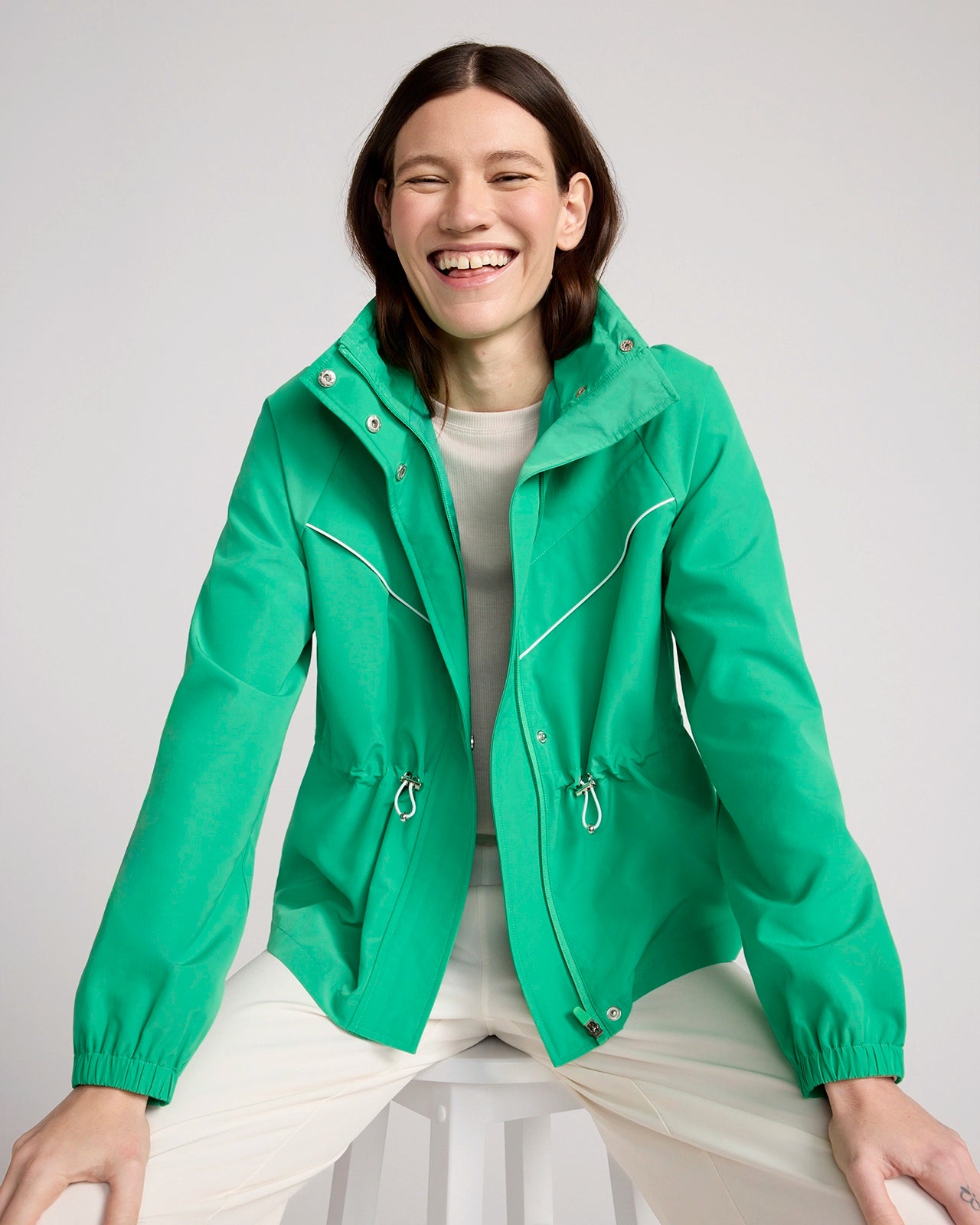 The Travel GRS Certified Recycled Poly Cinched Waist Hooded Jacket - Mint