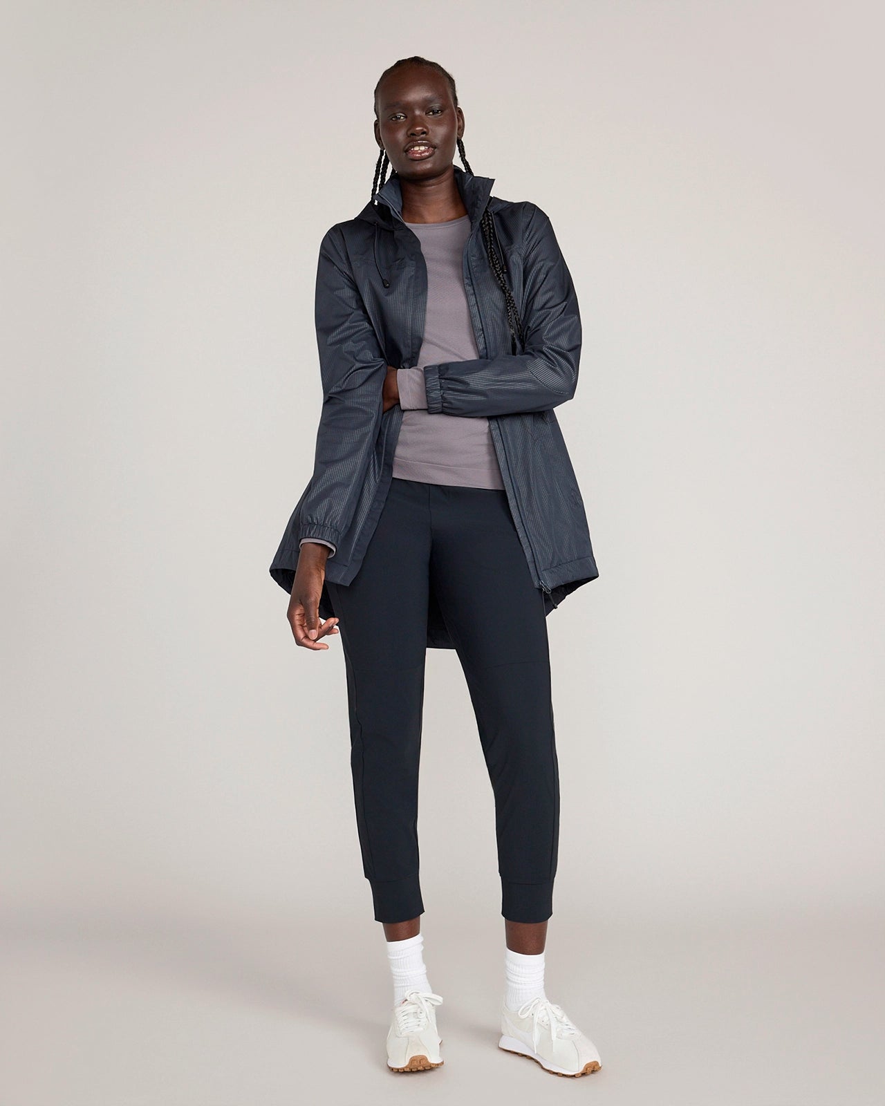 The Travel Embossed Print Rain Jacket - Black