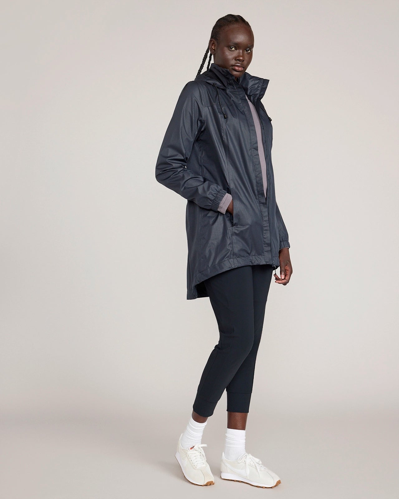 The Travel Embossed Print Rain Jacket - Black