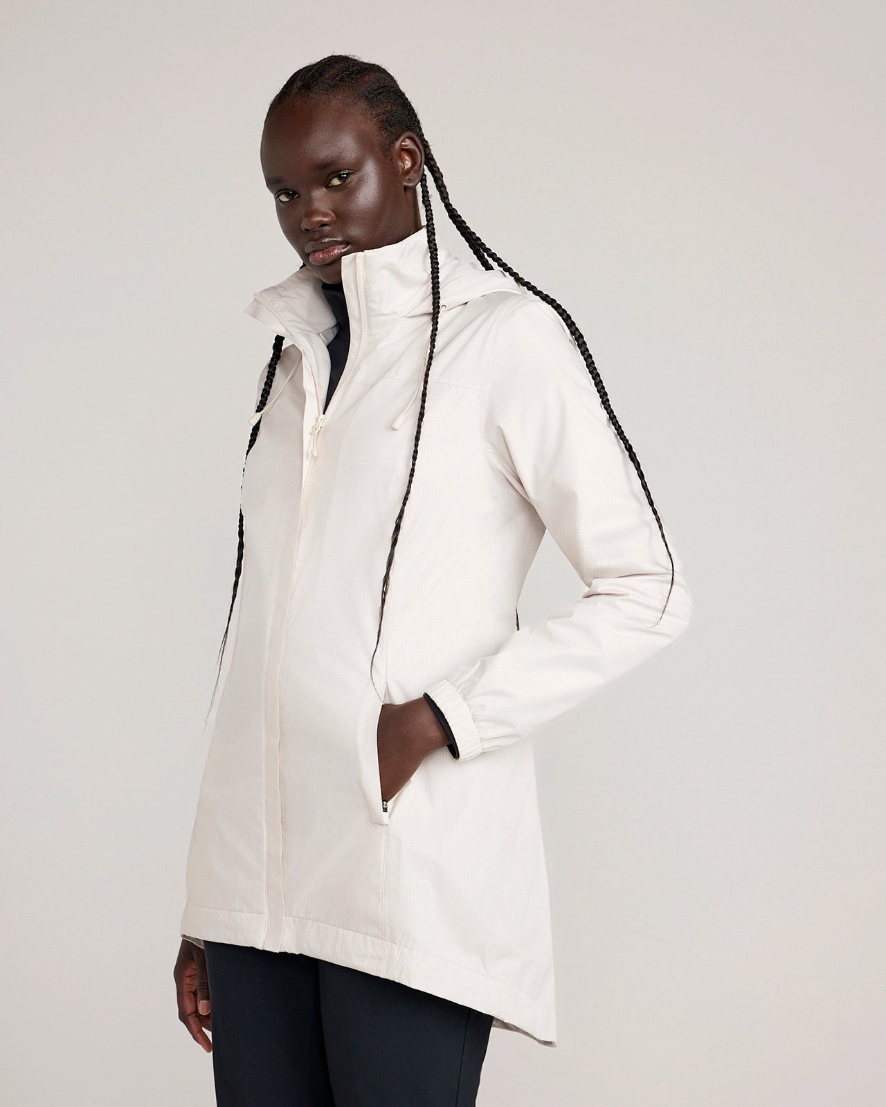 The Travel Embossed Print Rain Jacket - Wind Chime White