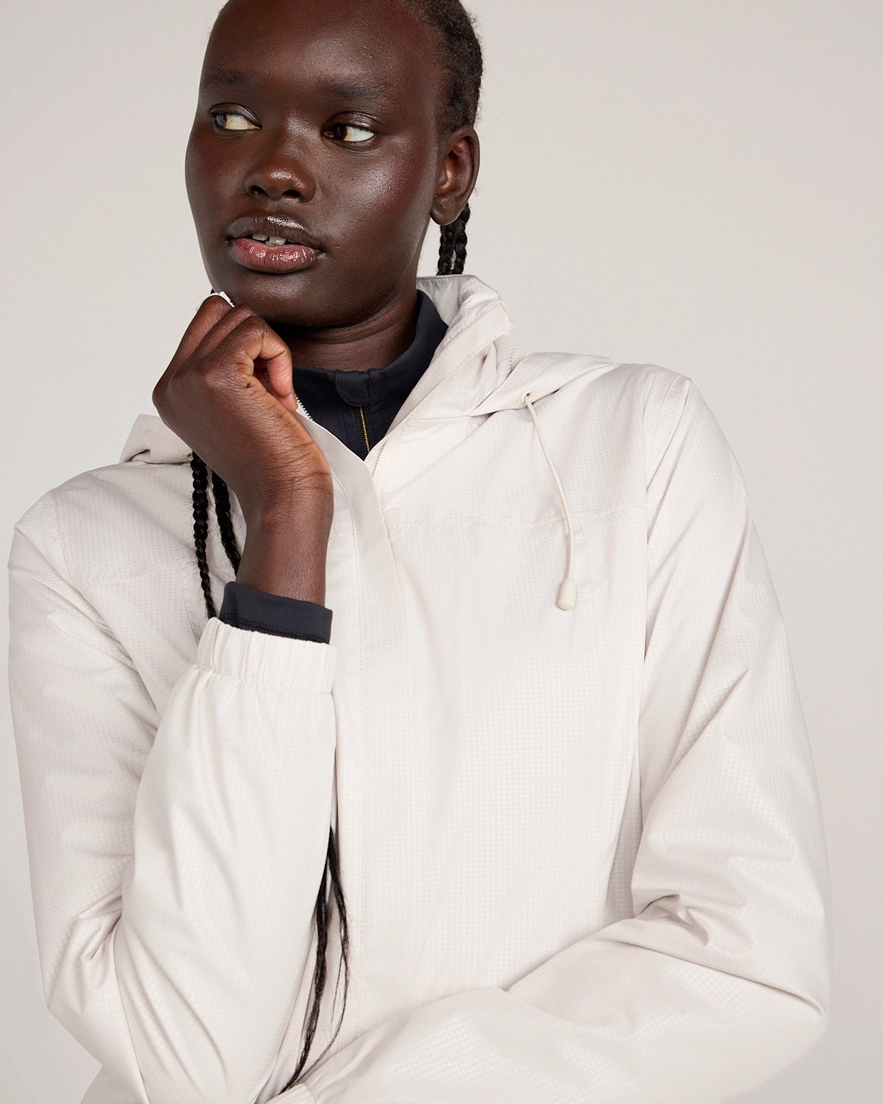 The Travel Embossed Print Rain Jacket - Wind Chime White