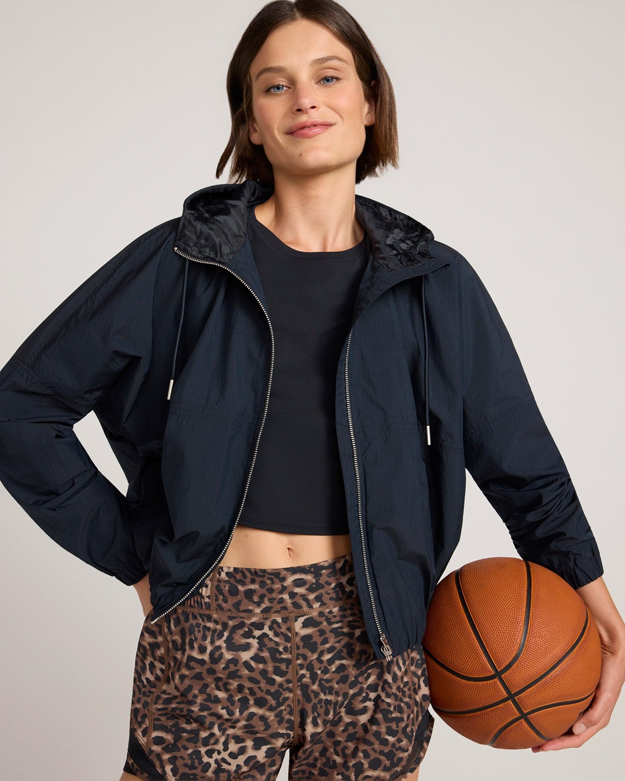 The Travel Fly Ball Cropped Crinkle Jacket - Black