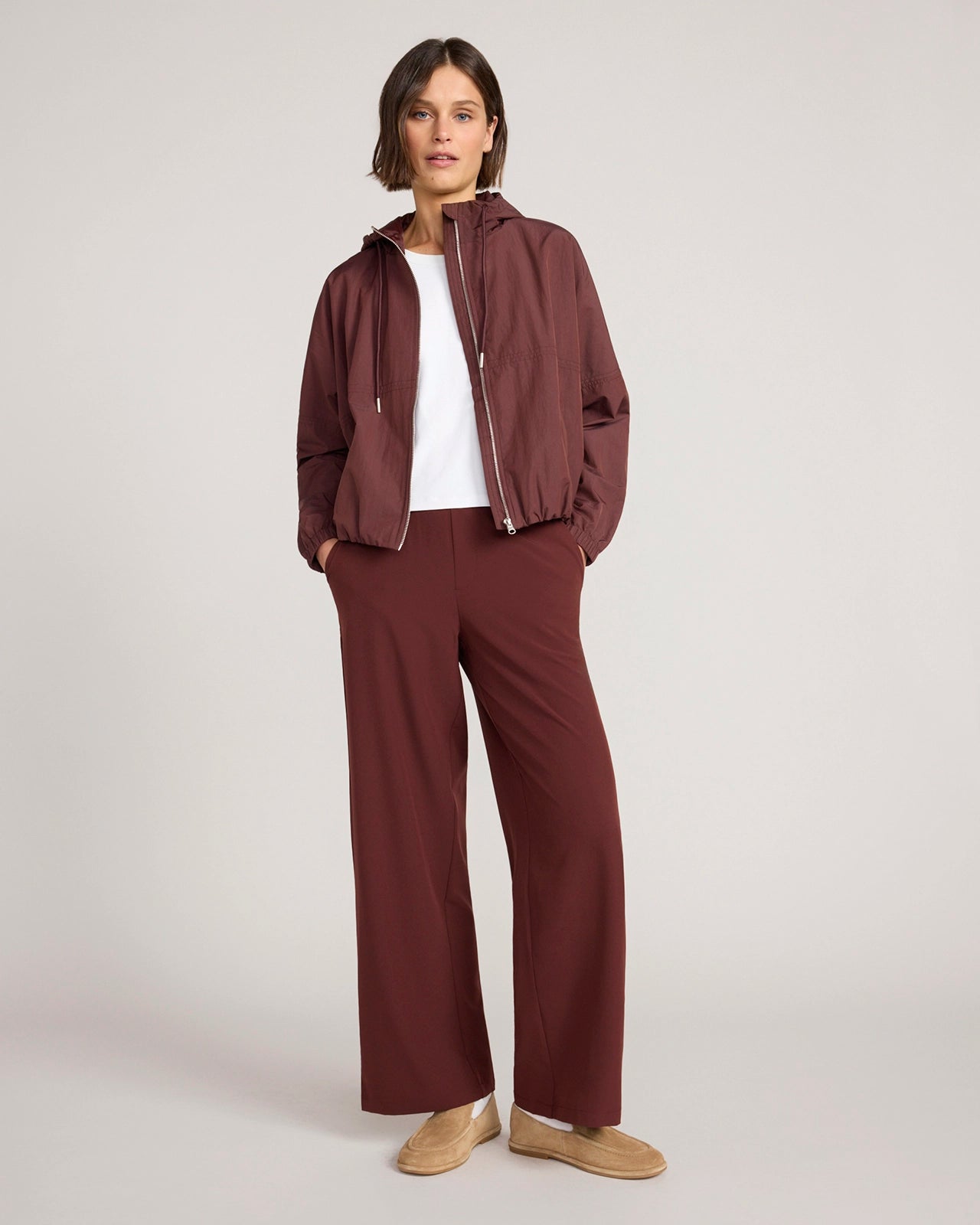 The Travel Fly Ball Cropped Crinkle Jacket - Bitter Chocolate