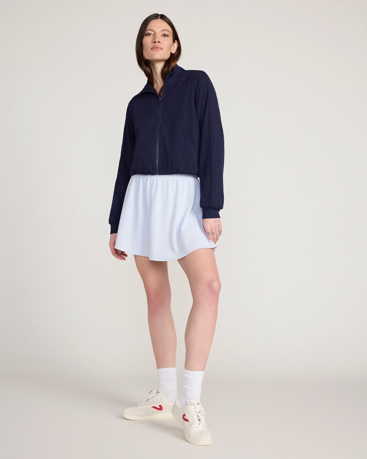 The Active Basket Weave Jacquard Cropped Jacket - Baritone Blue