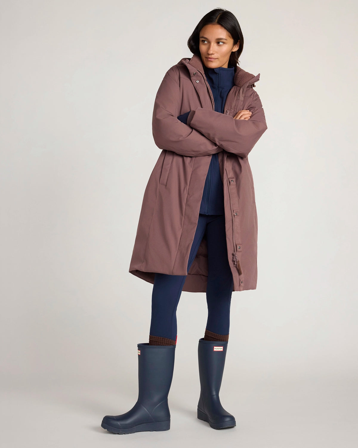 For general description, go to 'Main Product Description' region - The Travel Maxi Cleanline Parka - Peppercorn
