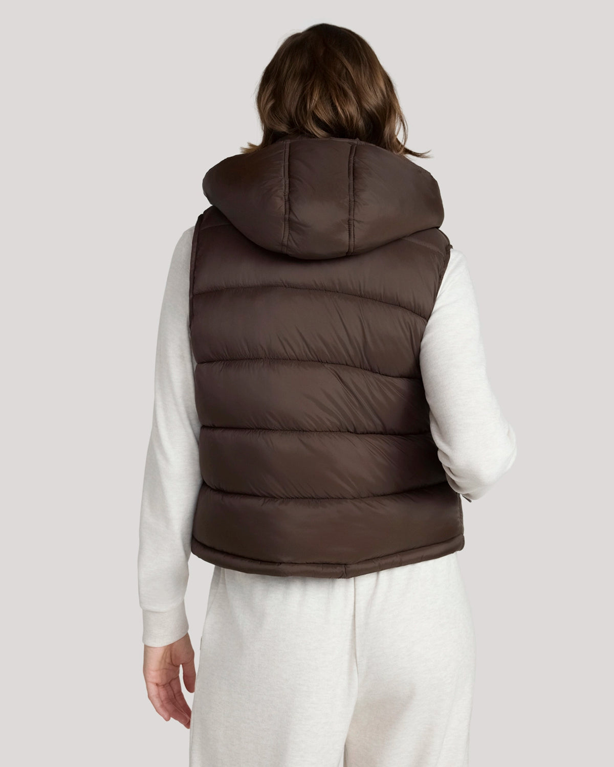 The Travel Quilted Hooded Vest - Chocolate Torte