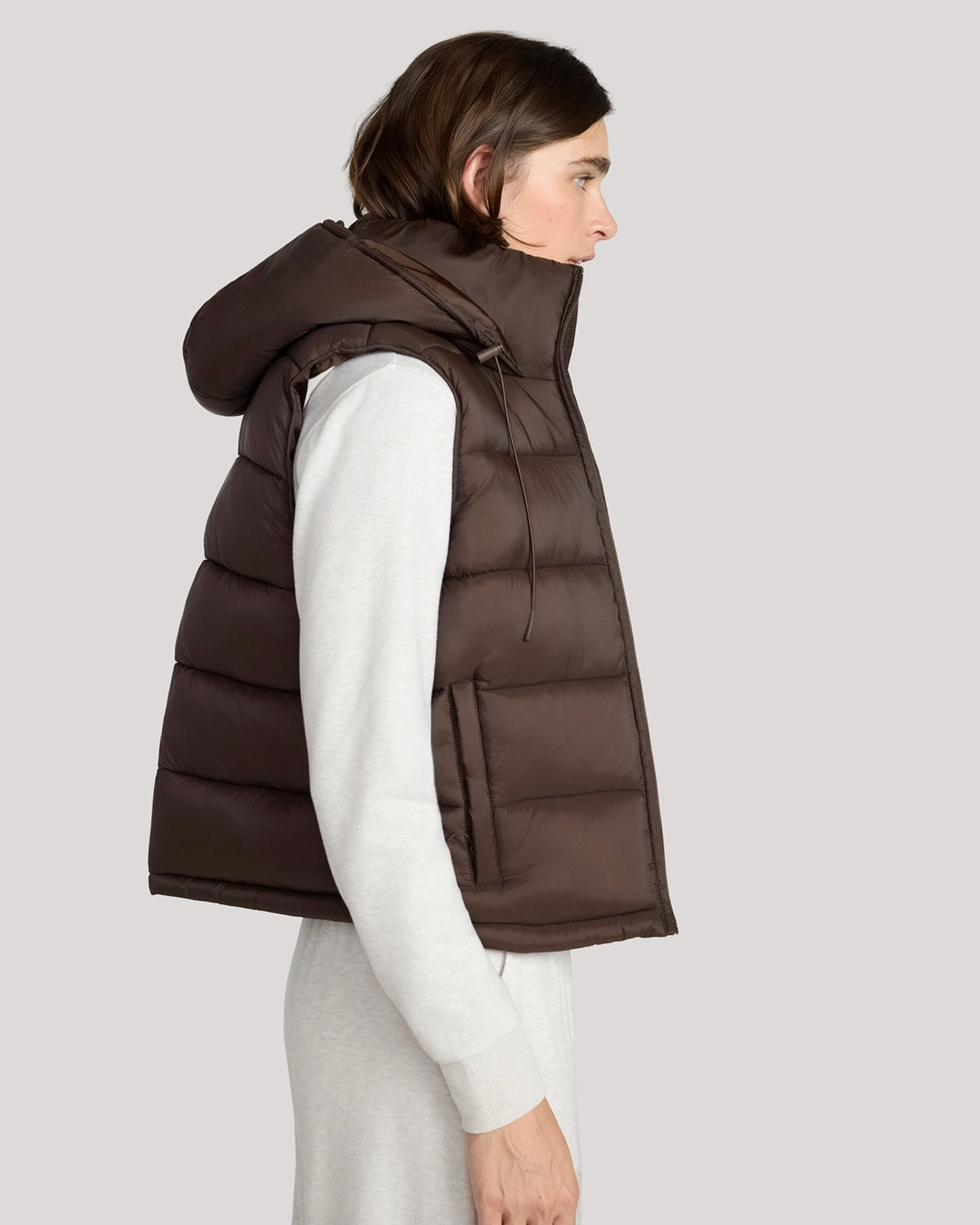 The Travel Quilted Hooded Vest - Chocolate Torte