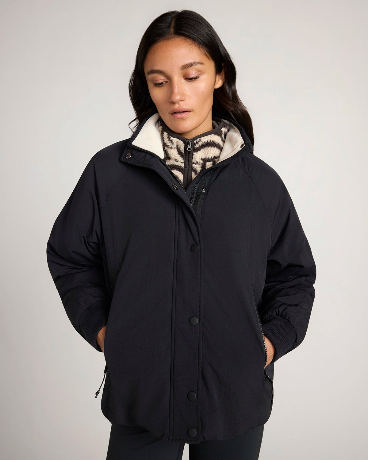 The Travel Fleece-Lined Coach Jacket - Black