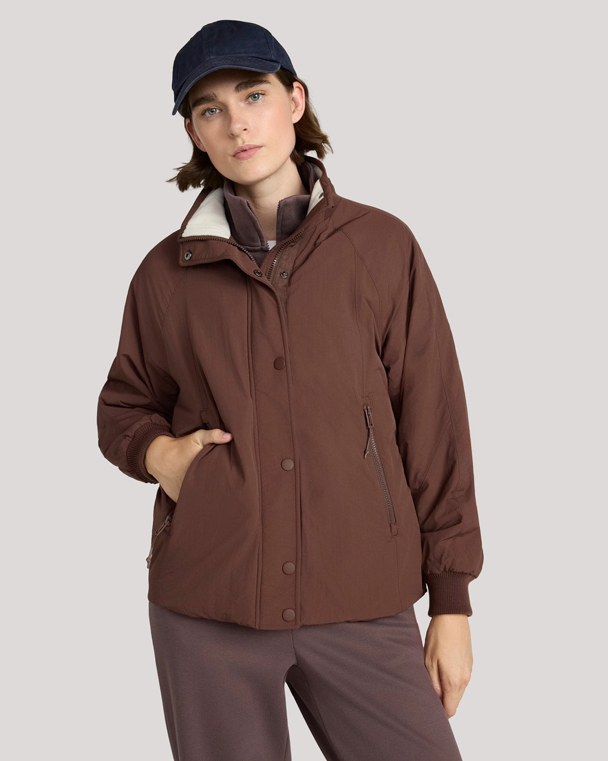 The Travel Fleece-Lined Coach Jacket - Shaved Chocolate