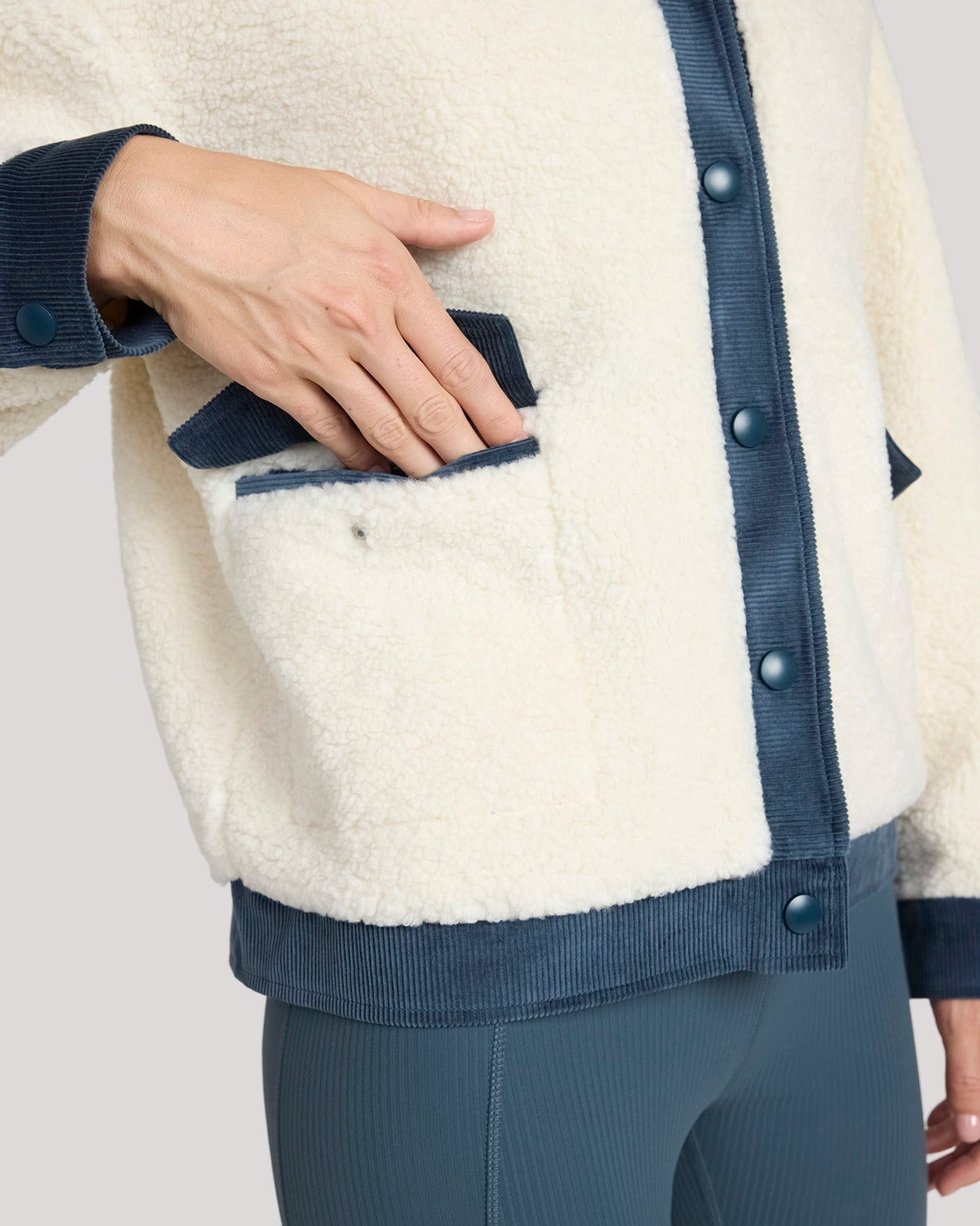 The Soft Luxe Berber and Corduroy Jacket - Tofu Beige