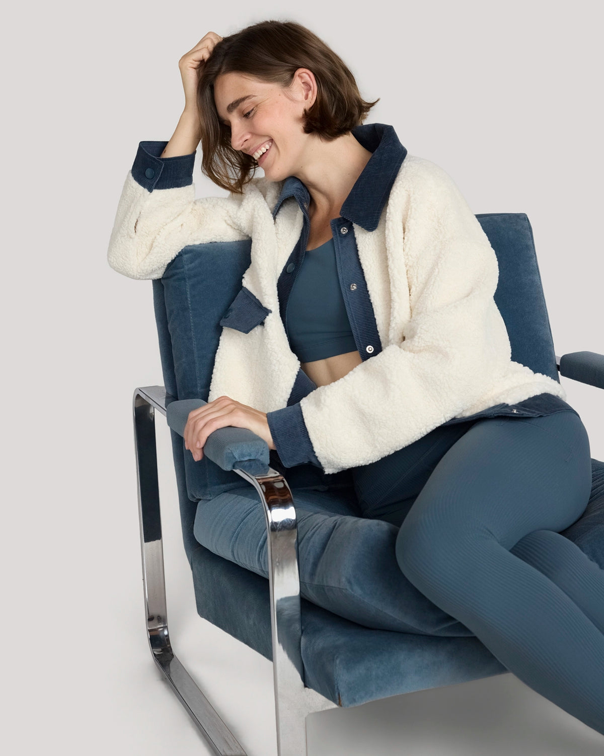 For general description, go to 'Main Product Description' region - The Soft Luxe Berber and Corduroy Jacket - Tofu Beige