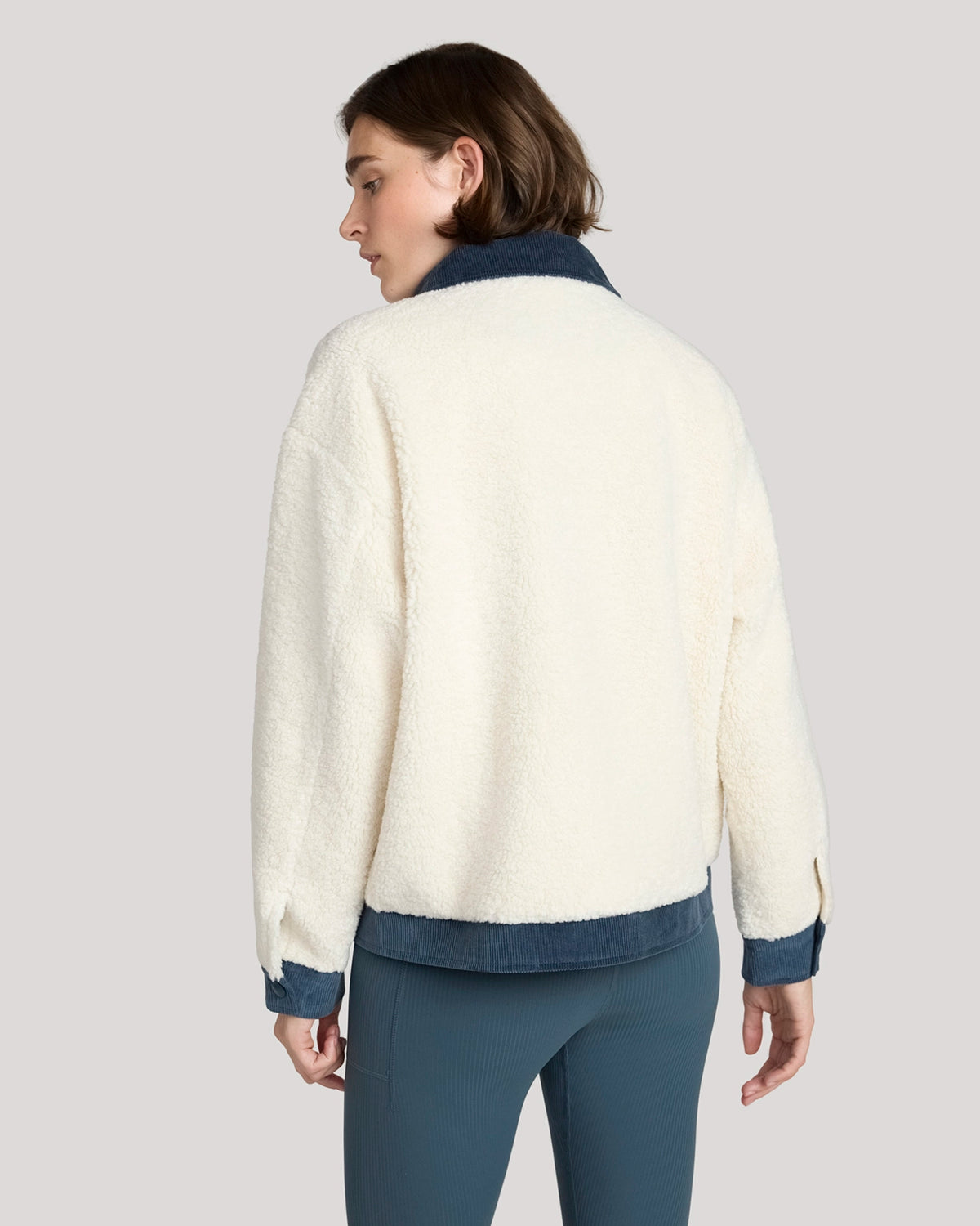 The Soft Luxe Berber and Corduroy Jacket - Tofu Beige