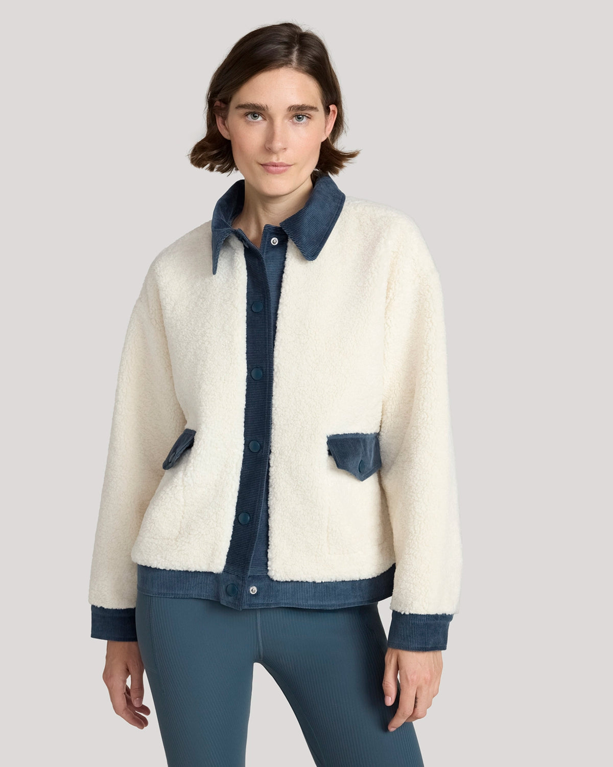The Soft Luxe Berber and Corduroy Jacket - Tofu Beige