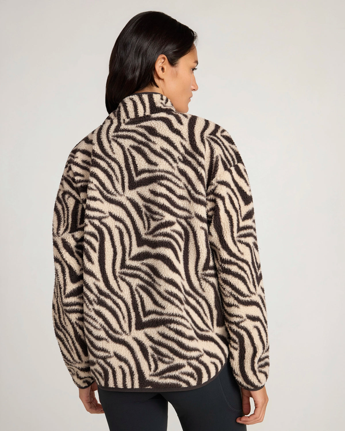 The Soft Luxe Printed Berber Half-Zip Pullover - Zebra Print