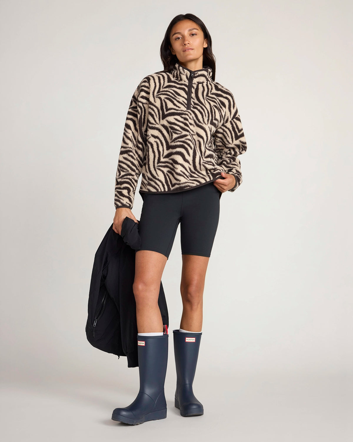 The Soft Luxe Printed Berber Half-Zip Pullover - Zebra Print