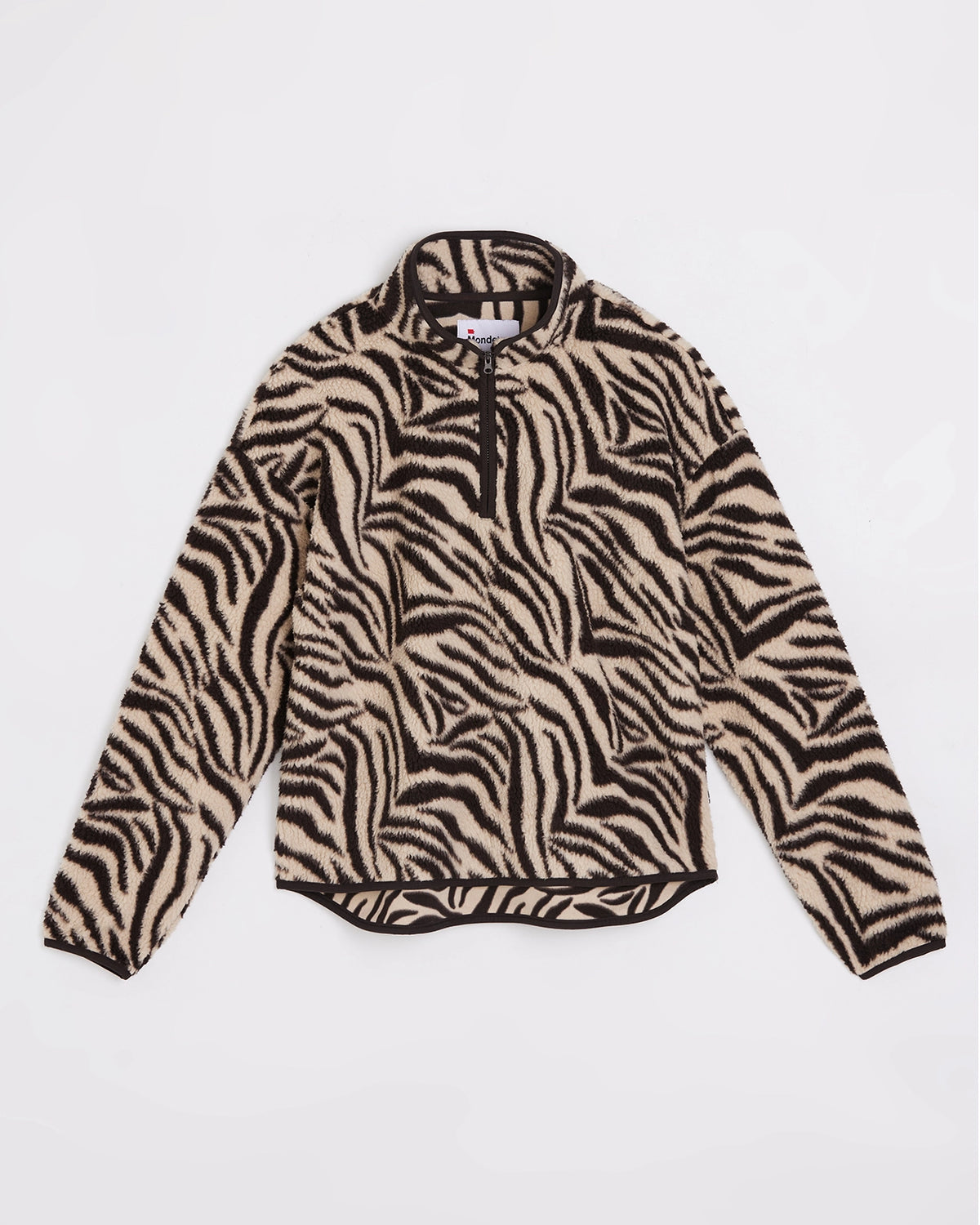 The Soft Luxe Printed Berber Half-Zip Pullover - Zebra Print