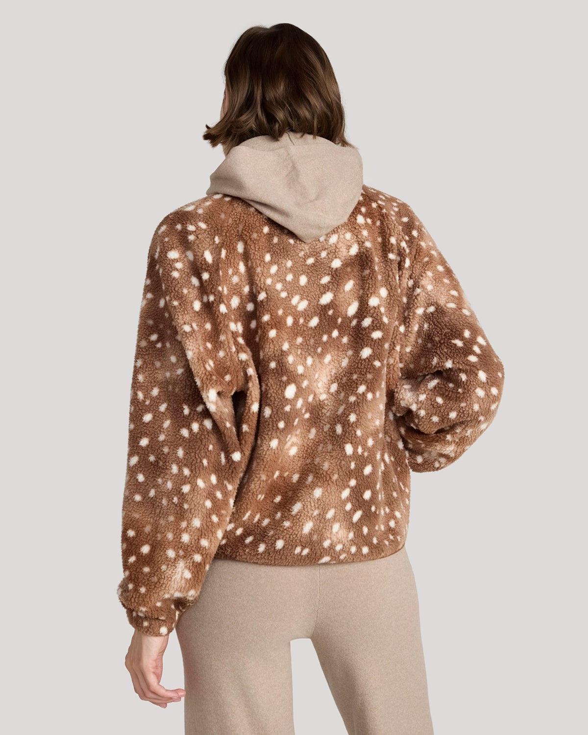The Soft Luxe Printed Berber Full Zip Jacket - Fawn Print