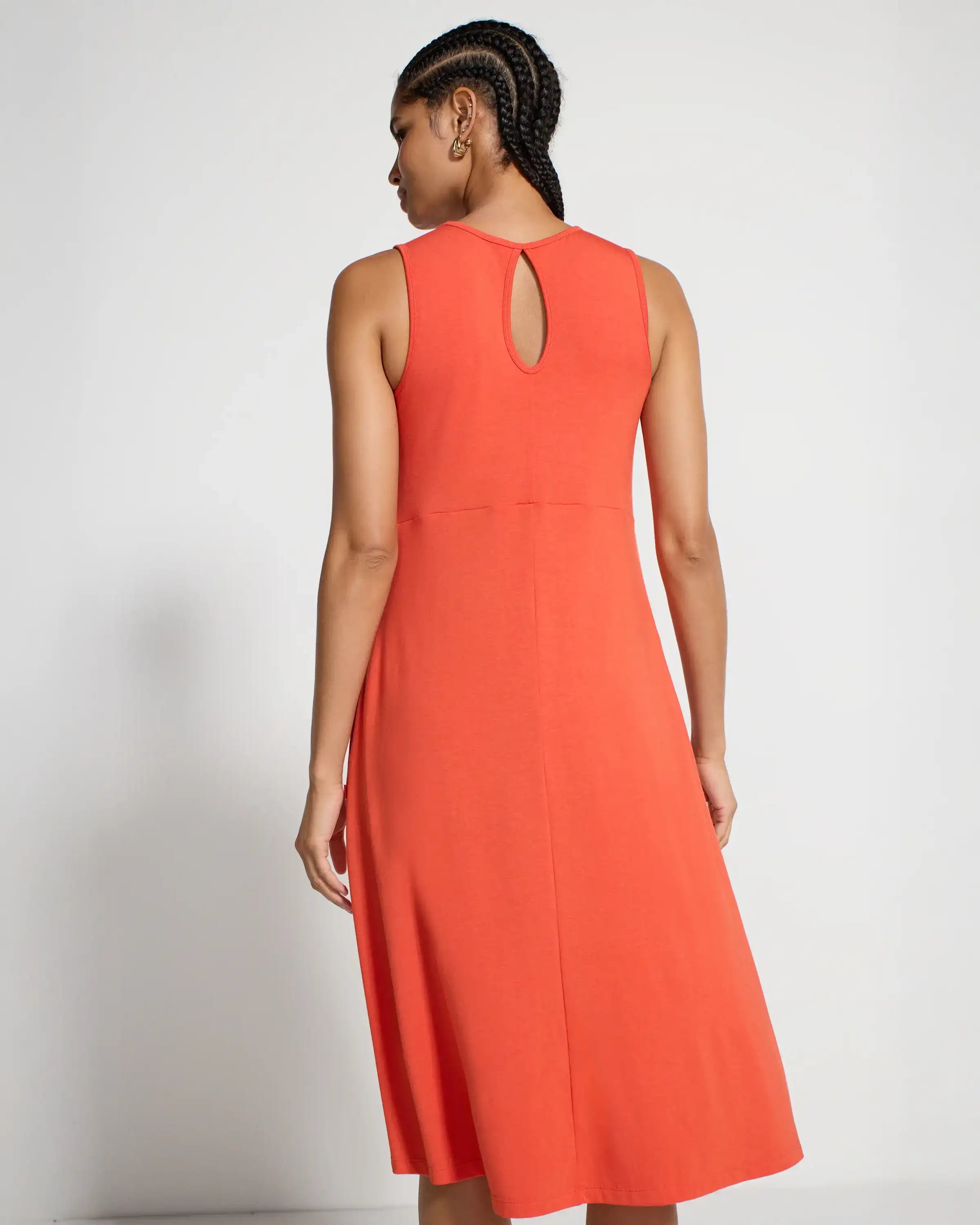 The TENCEL™ Modal + GRS Certified Recycled Poly Midi Dress - Summer Fig Orange